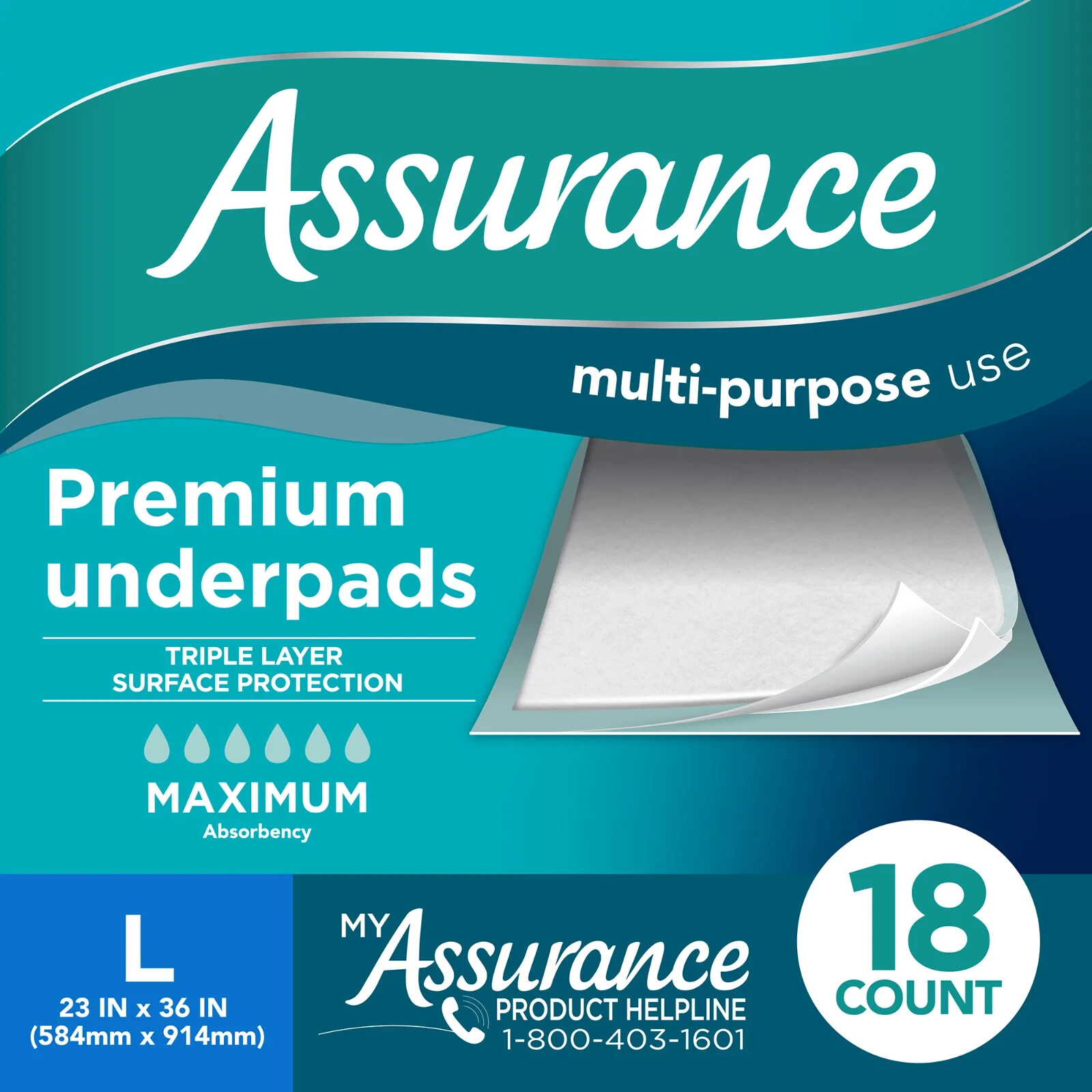 Equate Assurance Underpads, 108 Count – Premium Maximum Absorbency -Size L 6x 18