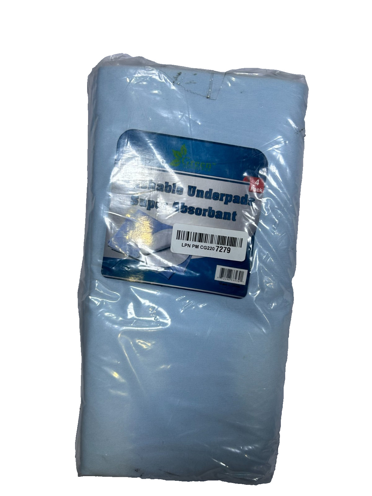 Green Lifestyle Washable Underpads Super Absorbent 4 Pack Reusable Blue