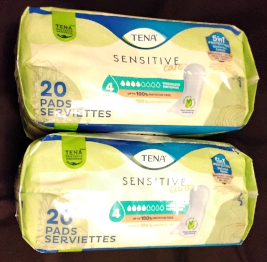 Tena Incontinence Pads Women Sensitive Care Aloe Vitamin E Moderate 40 Count