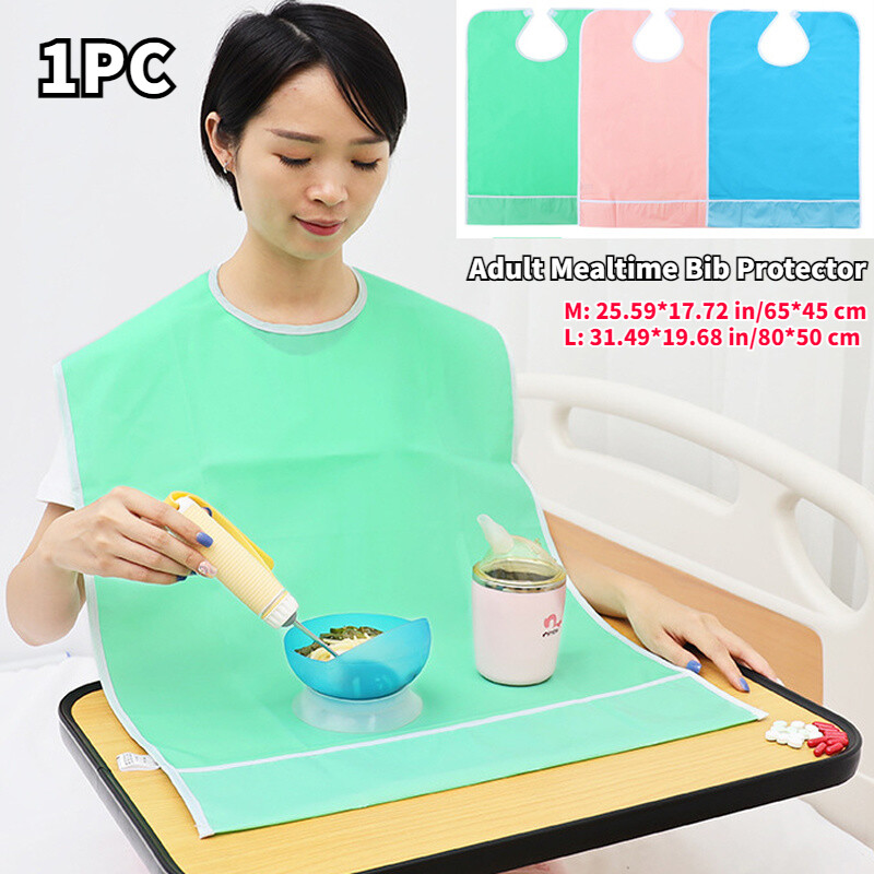Adult Mealtime Bib Protector Patient Disability Dining Aid Waterproof PVC Apron