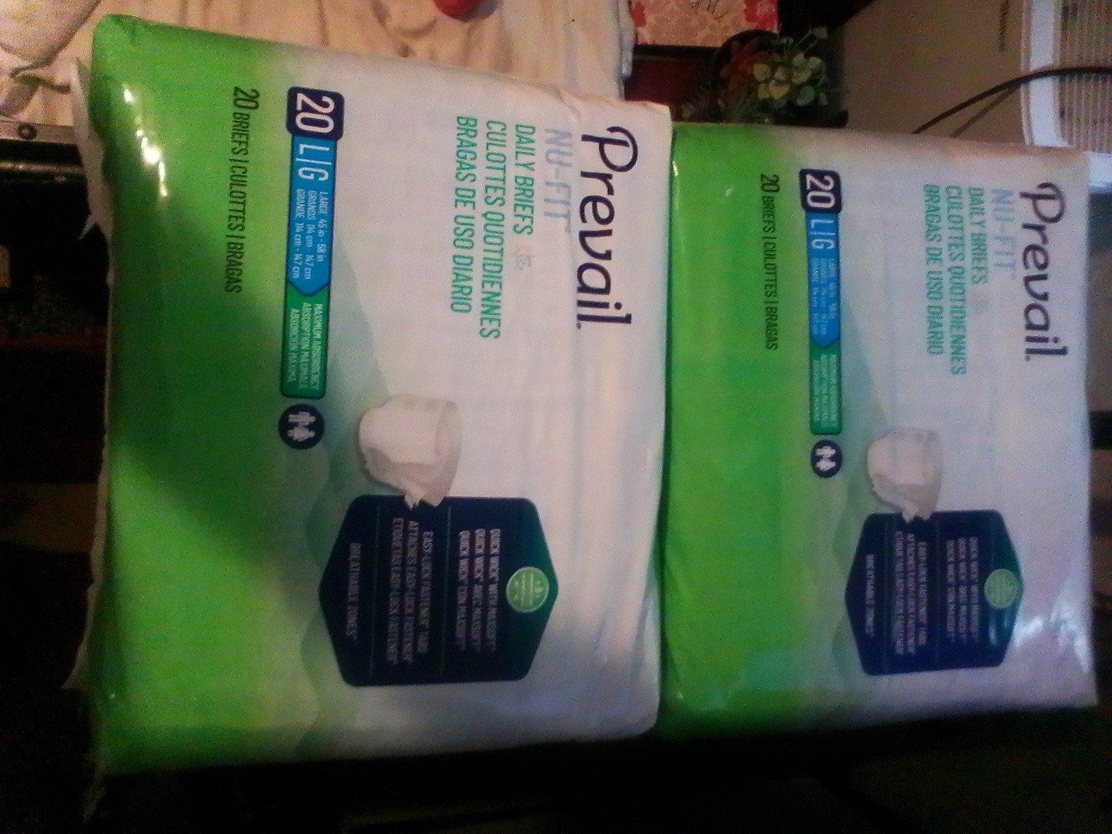 Prevail Size Large Adult Diapers, 2-pack of 20pcs In each (40 Total)