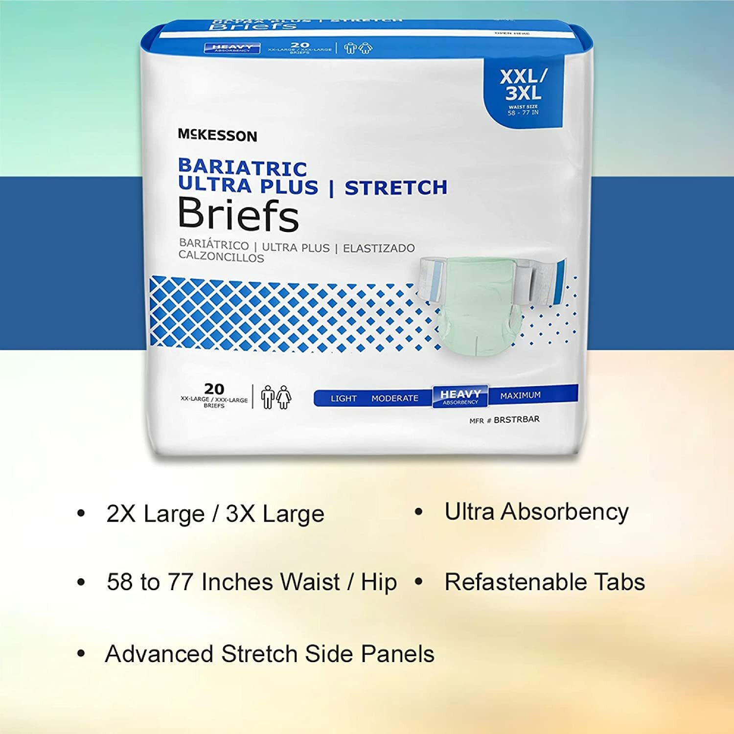 McKesson Adult Incontinent Brief Tab Closure 2X-Large/3X-Large – Bag of 20