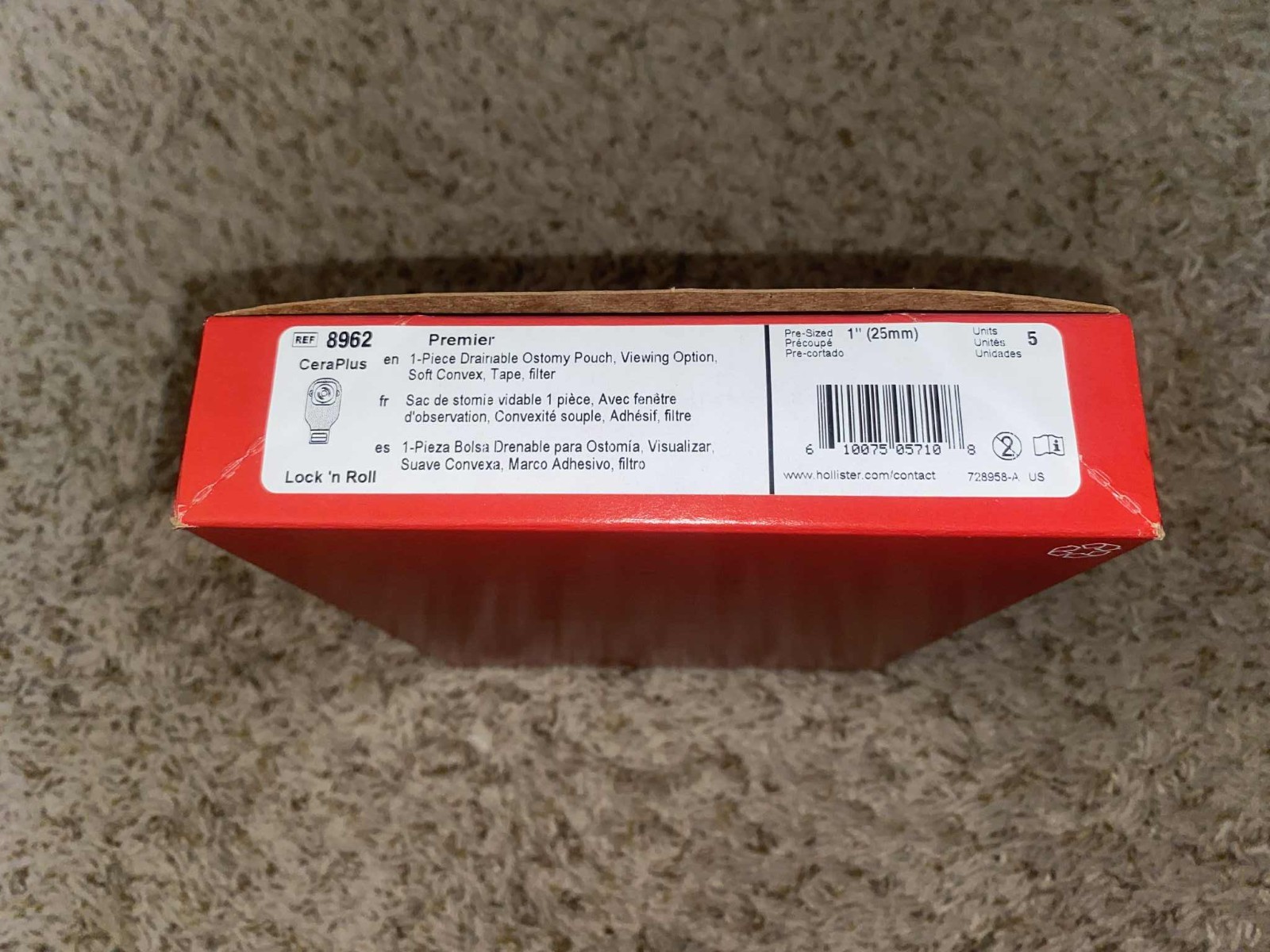 Hollister 8962 CeraPlus Premier 1″ Drainable Ostomy Pouch 5 ct