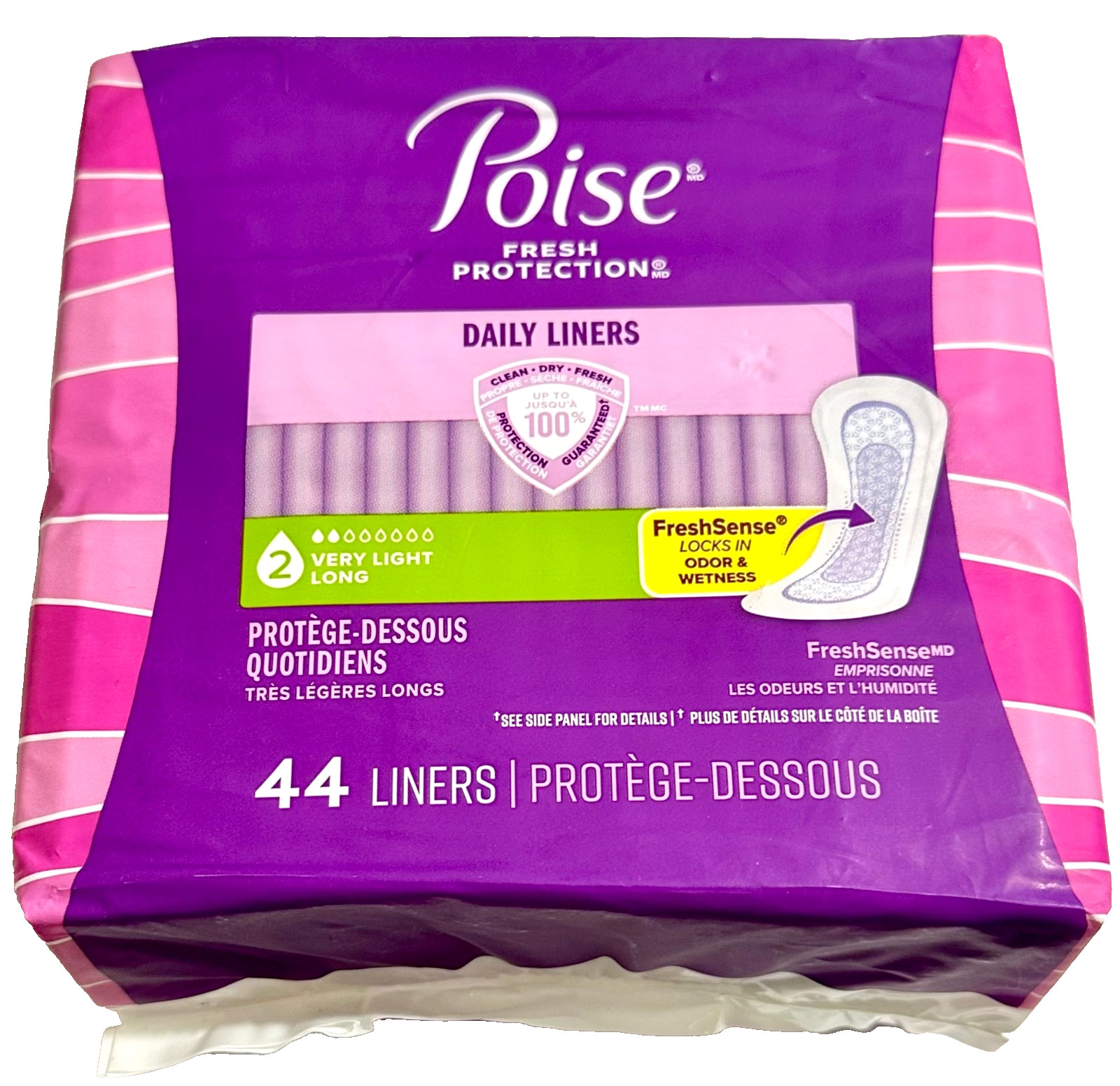 Poise Daily Fresh Protection Liners #2 Very Light Long, 44 Incontinence Liners