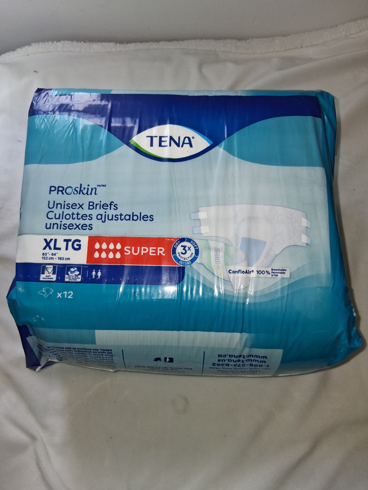 Lot of 3 Tena ProSkin Super Incontinence Briefs Adjustable Size XL 12 count