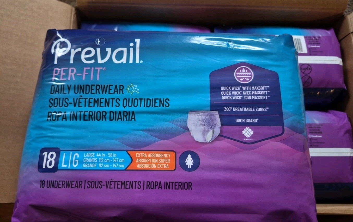 Prevail Per-fit Women’s Adult Underwear, Large, 44″-58″, 72 ct. (4 pk./18 ea.)
