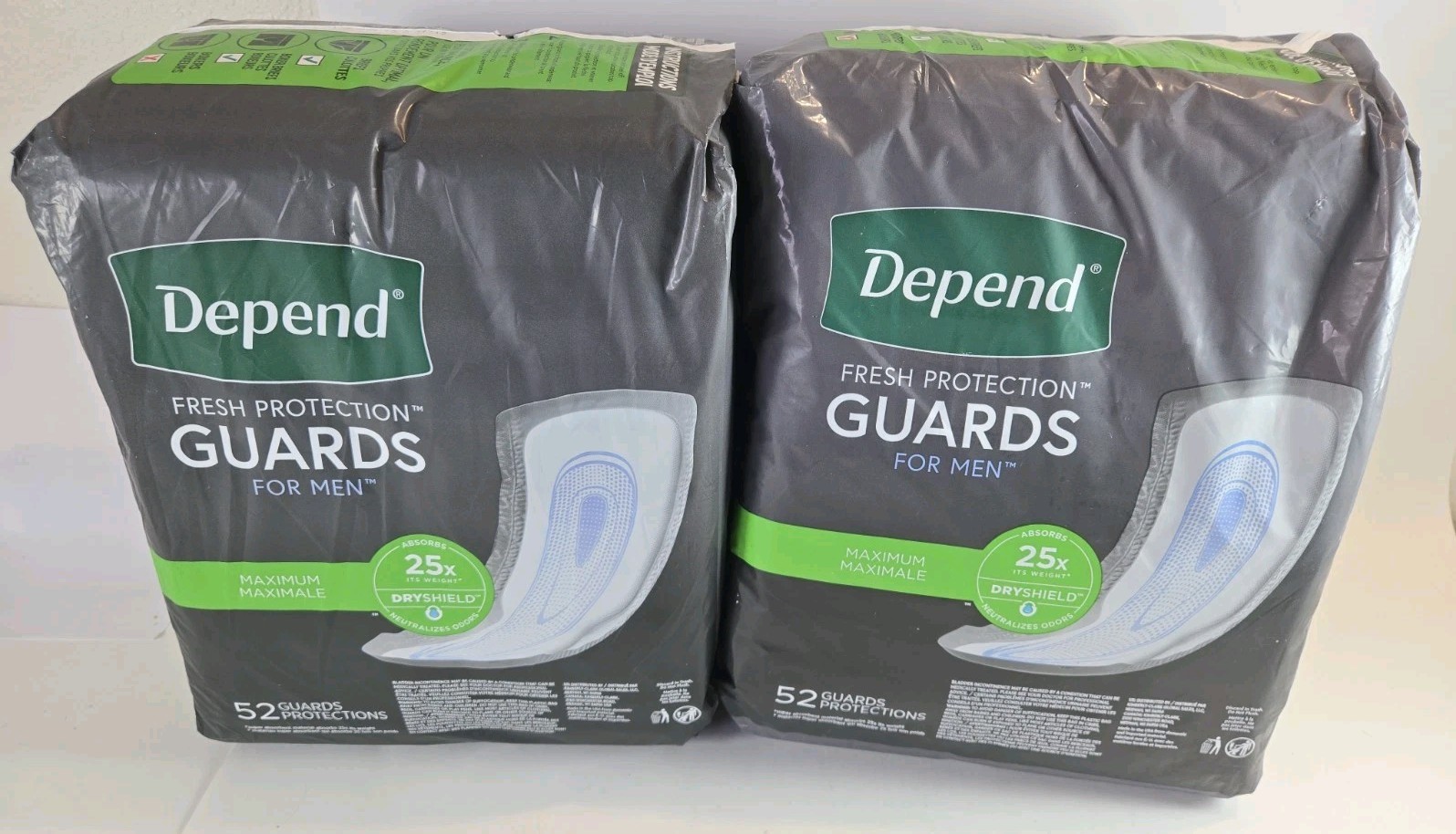 104 Depend Incontinence Guards/Bladder Pads for Men Maximum Absorbency (2 Packs)