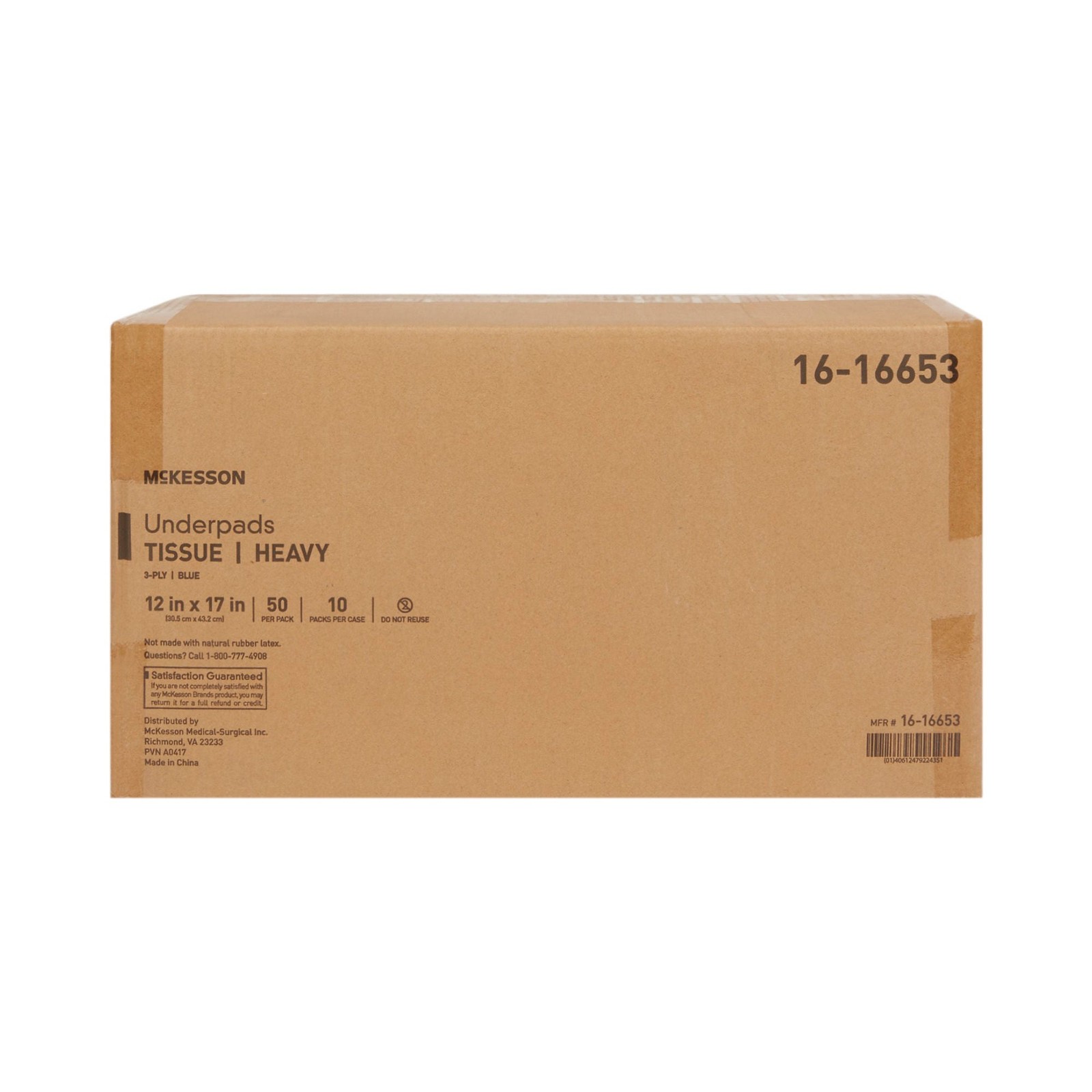 McKesson Disposable Procedure Underpad 12 W X 17 L Inch 16-16653 500 pads