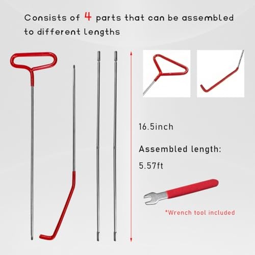Car Long Reach Tool, 67″ Multi-Function Automotive Emergency Tool, Red