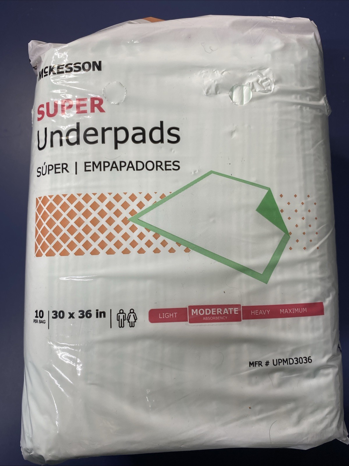 McKesson Super Underpads Moderate Absorbency Pack Of 10 30x36in
