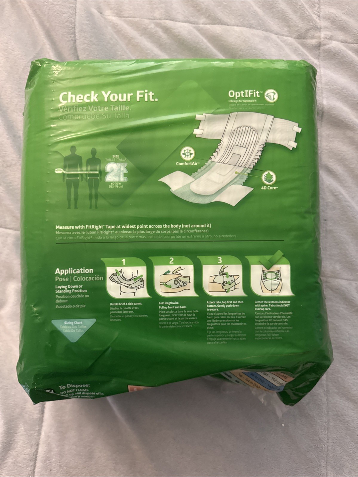 Medline FitRight OptIFit Briefs Adult Diapers w/Tabs, 2XL, Unisex 56in-64in 20ct