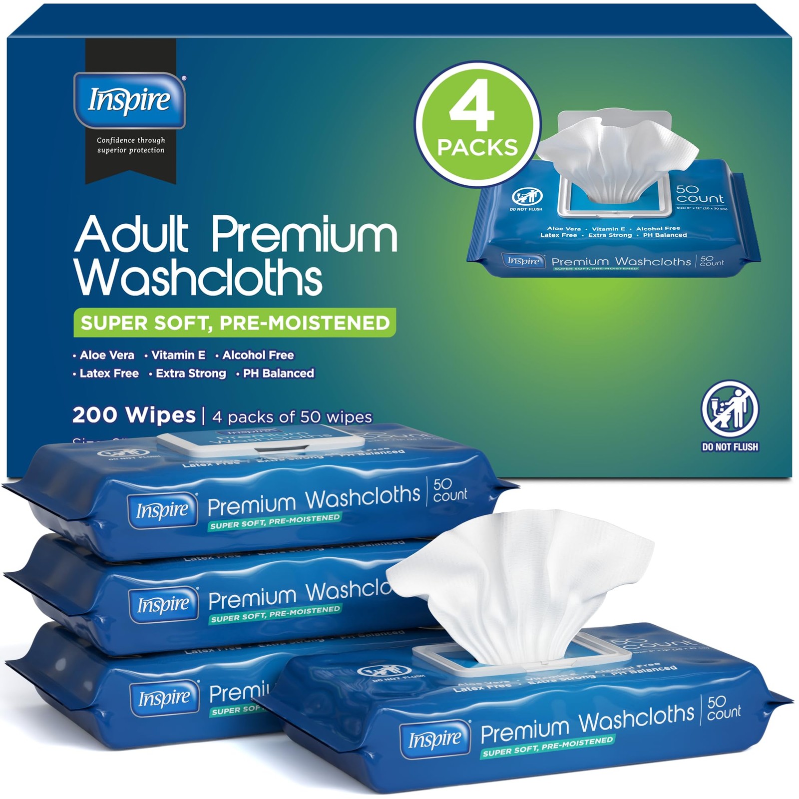 Inspire Adult Wet Wipes, Wash Cloths | Adult Wipes for Incontinence & Cleansi…