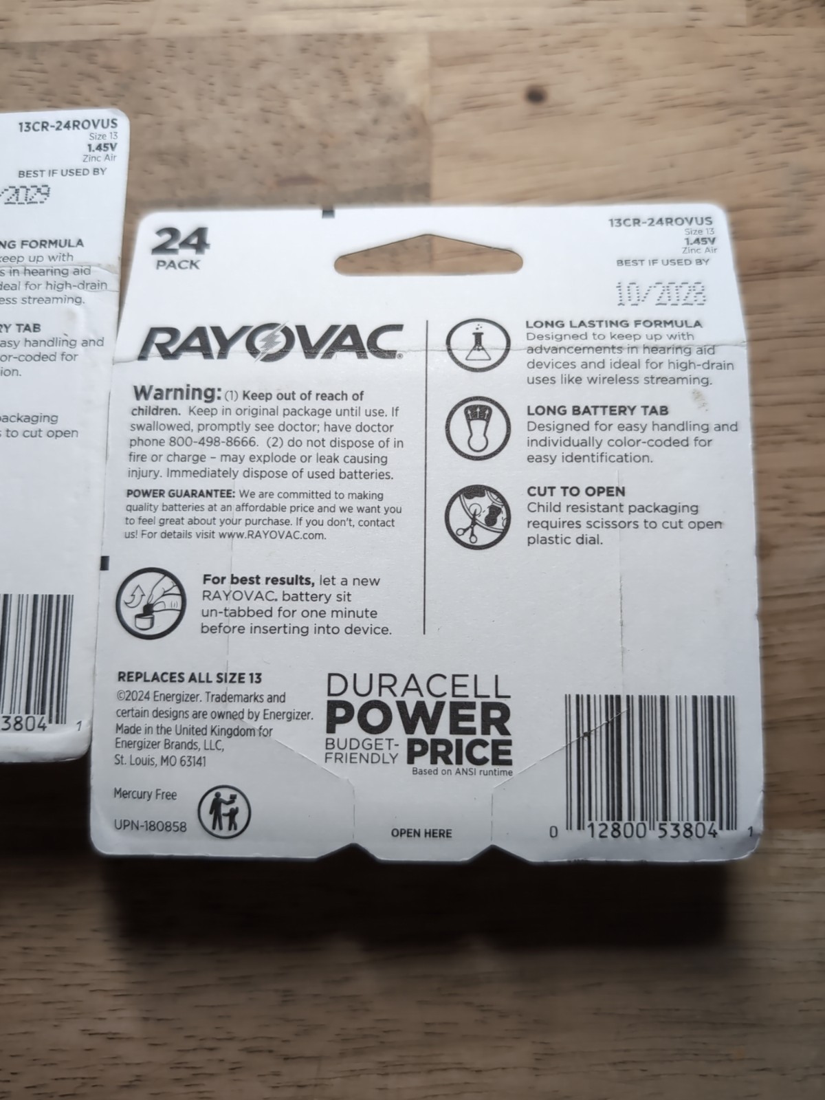 Rayovac Hearing Aid Batteries 2-24 Pack Size 13-Expiration Date Oct 2028 NIB 48