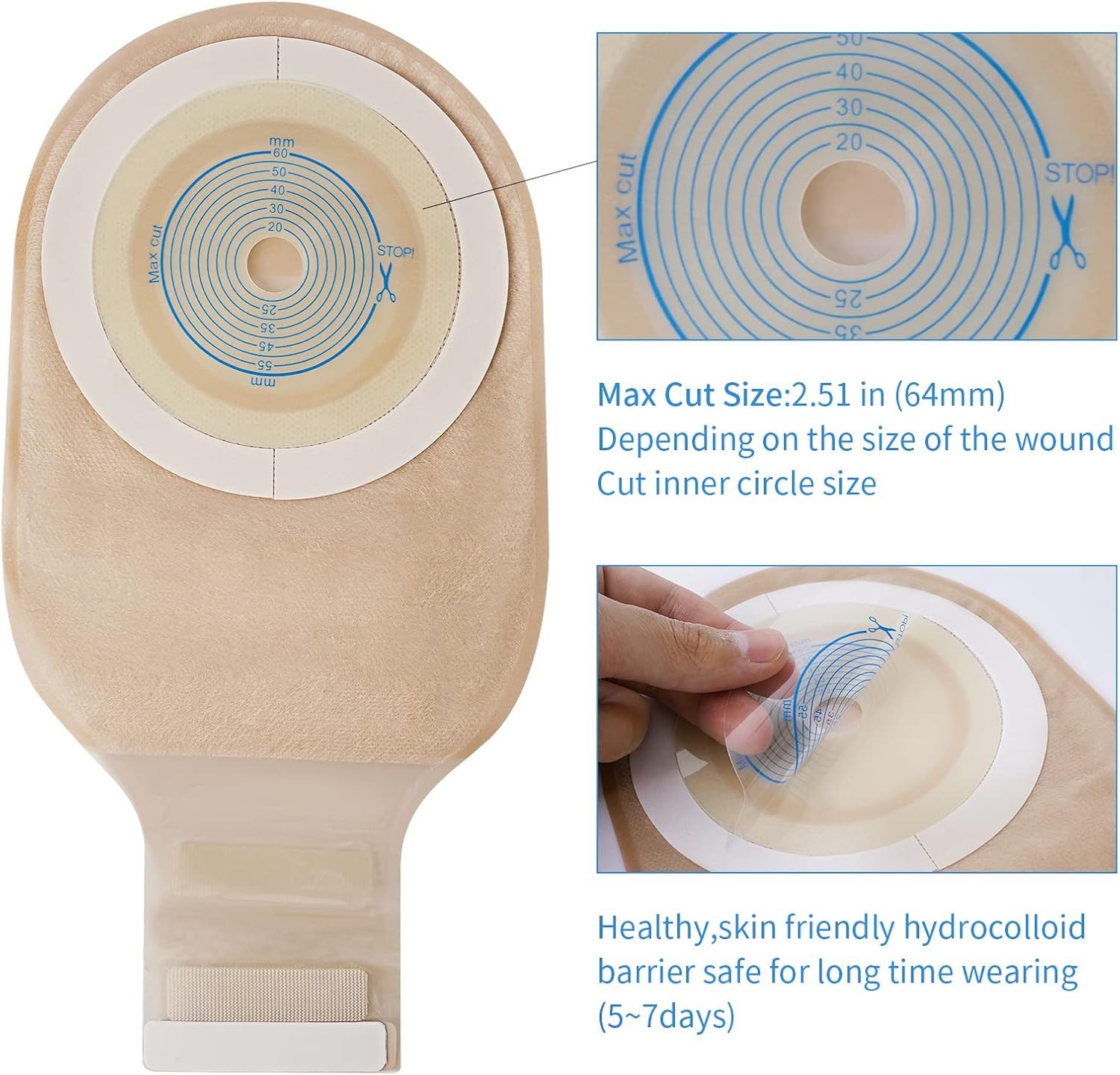 20 PCS Colostomy Bags Rainlotus One Piece Ostomy Bag,Ostomy Drainable Pouch Fit