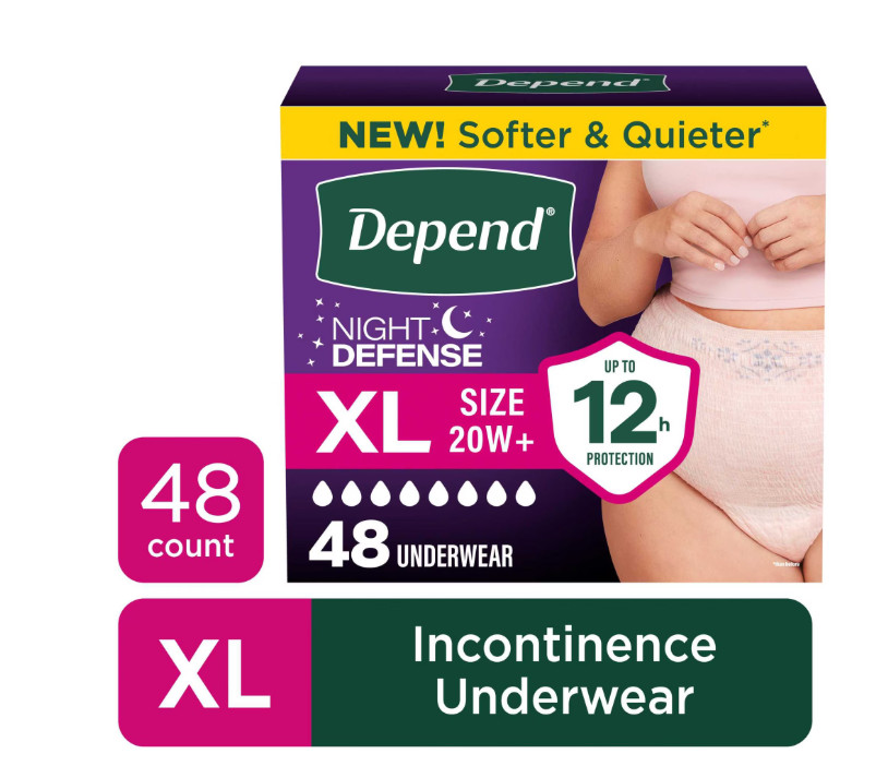 Depend Night Defense Women’s Incontinence Underwear XL 48 Ct Overnight
