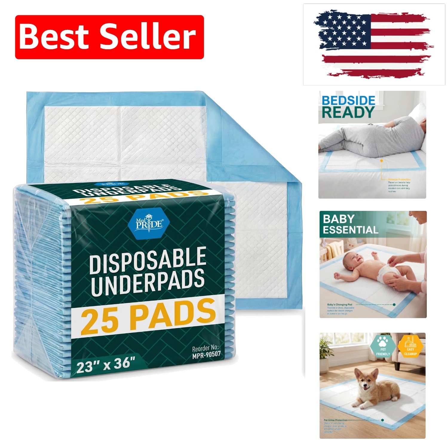 Disposable Underpads 23” X 36” 25-Count Incontinence Pads, Chux, Bed Covers…
