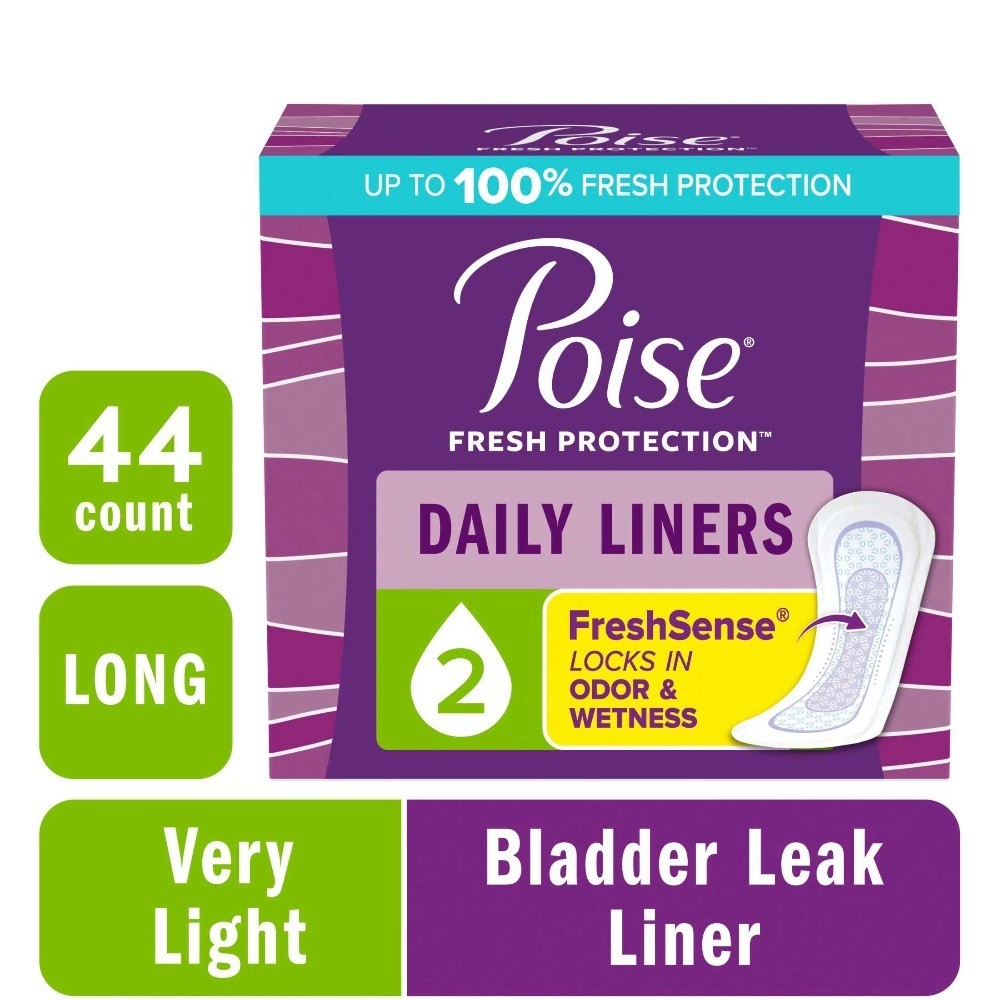Daily Incontinence Panty Liners, 2 Drop Very Light Absorbency, Long, 44 Count