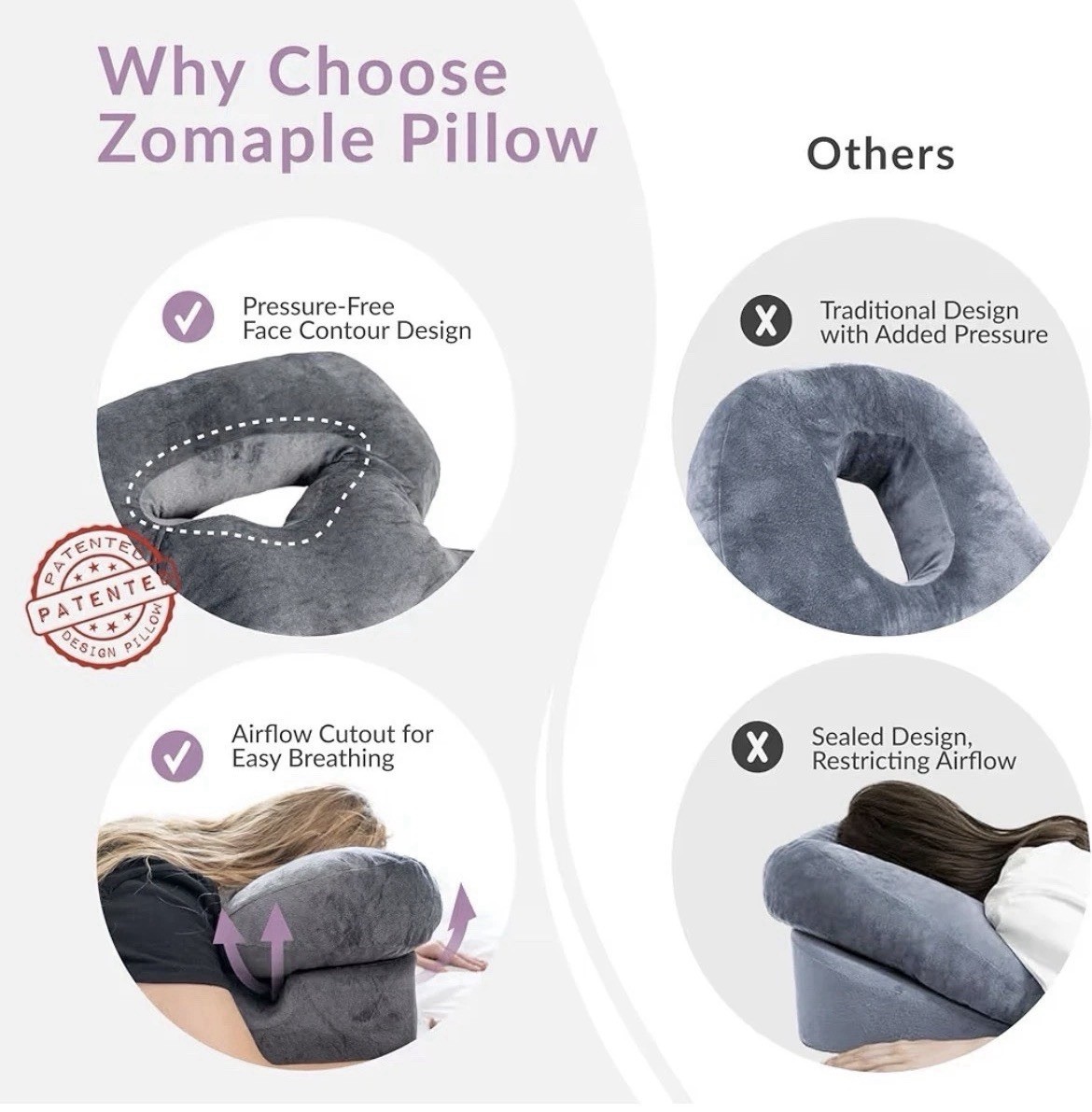 3 Pack Zomaple Face Down BBL Pillow Post Surgery Recovery System Gray NIB Sealed