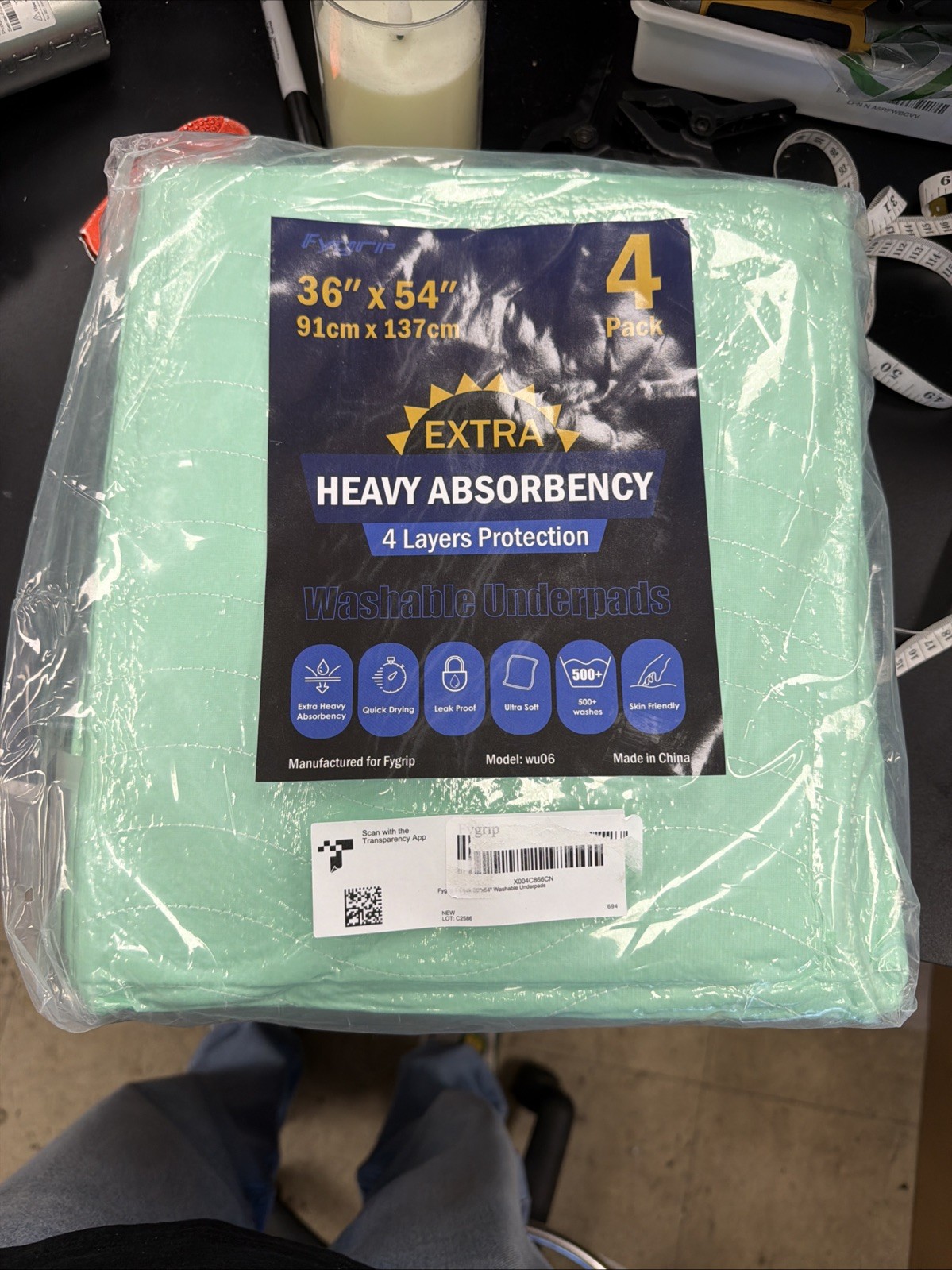 H-9. 4 Pack 36” x 54” Extra Heavy Absorbency Washable 4 – 36″ x 54″, Green