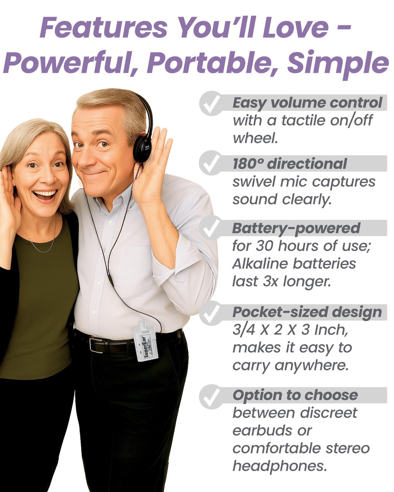 Hearing Amplifier Personal Headphones – Sound Enhancer, Audio Accessories