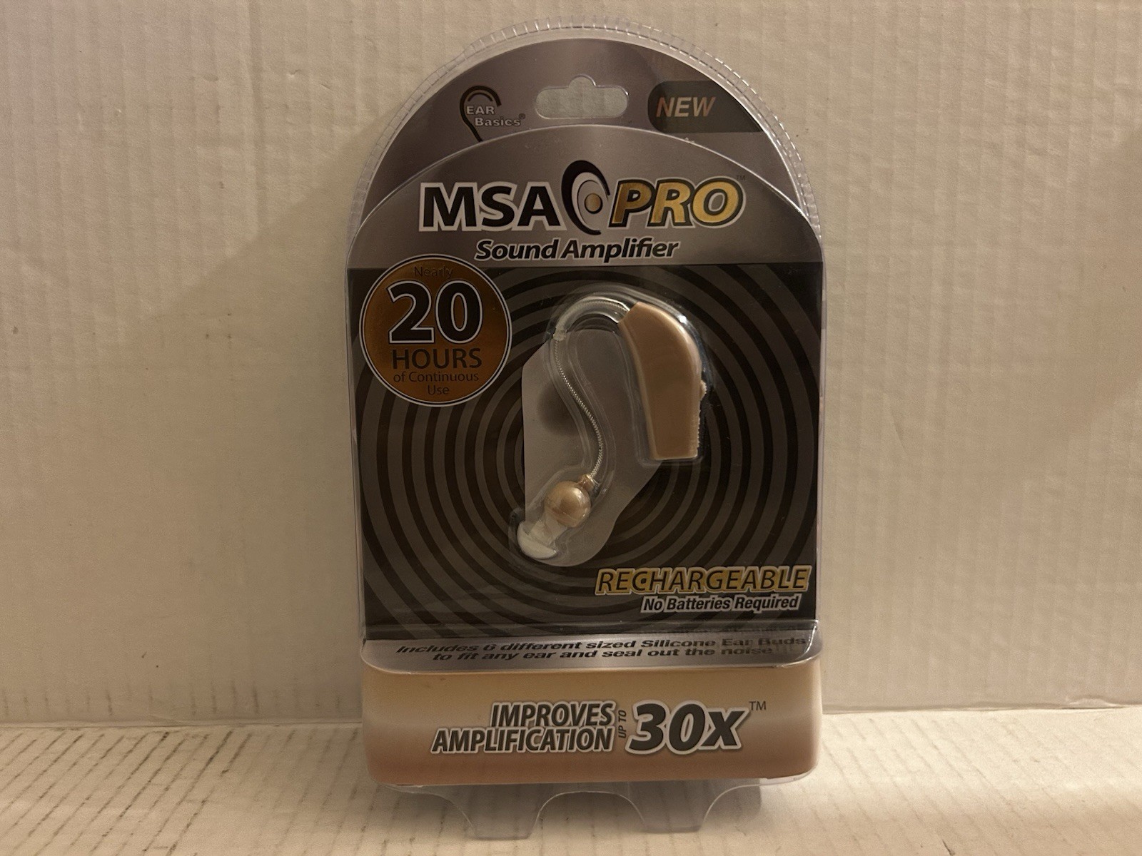 MSA Pro Rechargeable (~20hrs) Sound Amplifier (30x) Hearing Aid & Charger NEW
