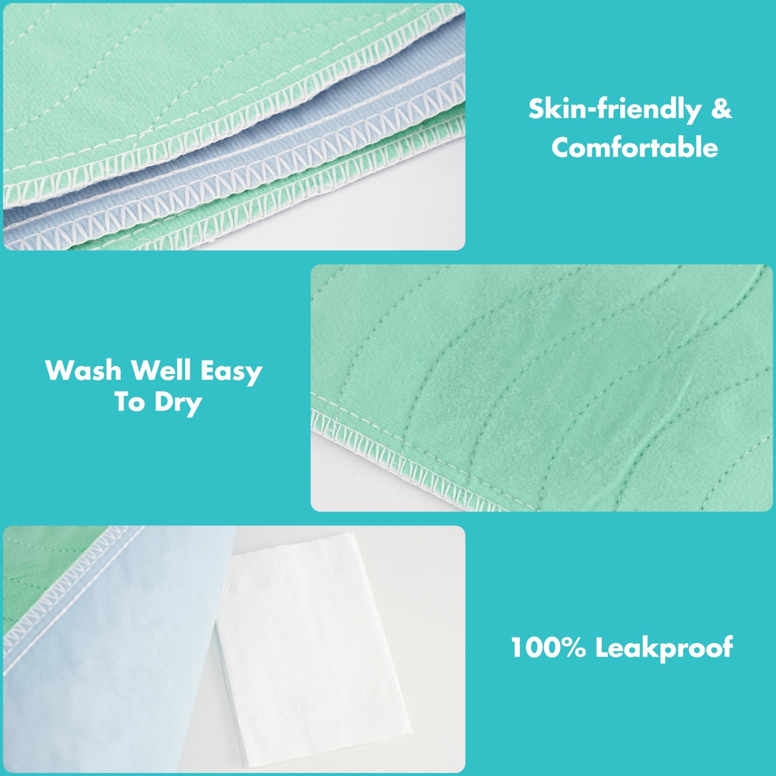 Washable Underpads 36×38 Inch 4 Pack Heavy Absorbency Reusable Bedwetting Pad