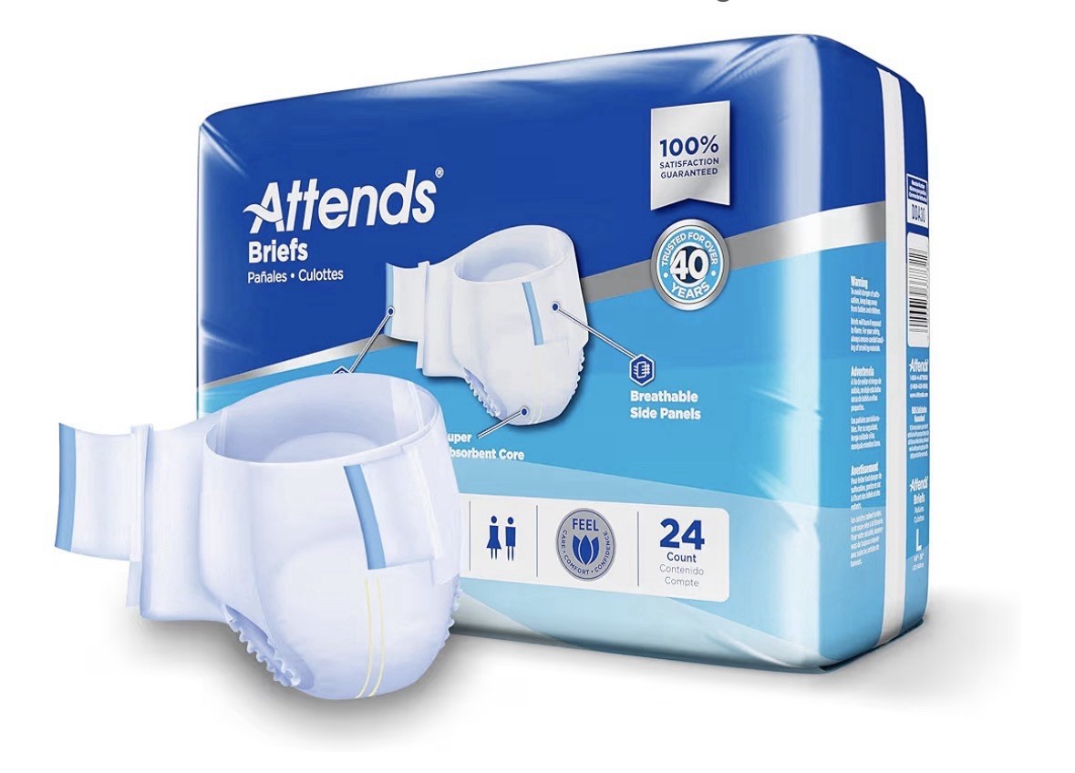 DDA30 Attends Briefs Size L 44”-58” Maximum Absorbency 3 Packs 24ct 72 TOTAL Ct
