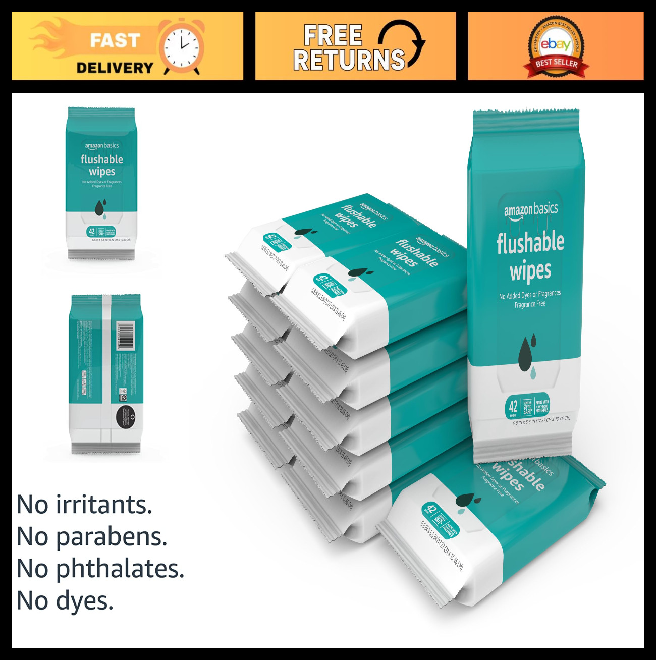 Flushable Adult Toilet Wipes, Fragrance-Free, FSC-Certified, 504 Count, Advanced