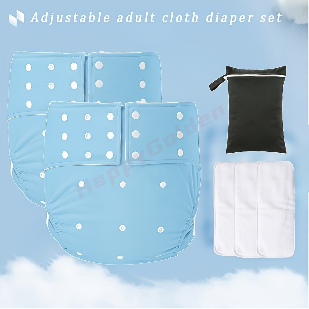 L Size Adult Cloth Urine Pants Fleece Lining Adjustable Button Washable Reusable