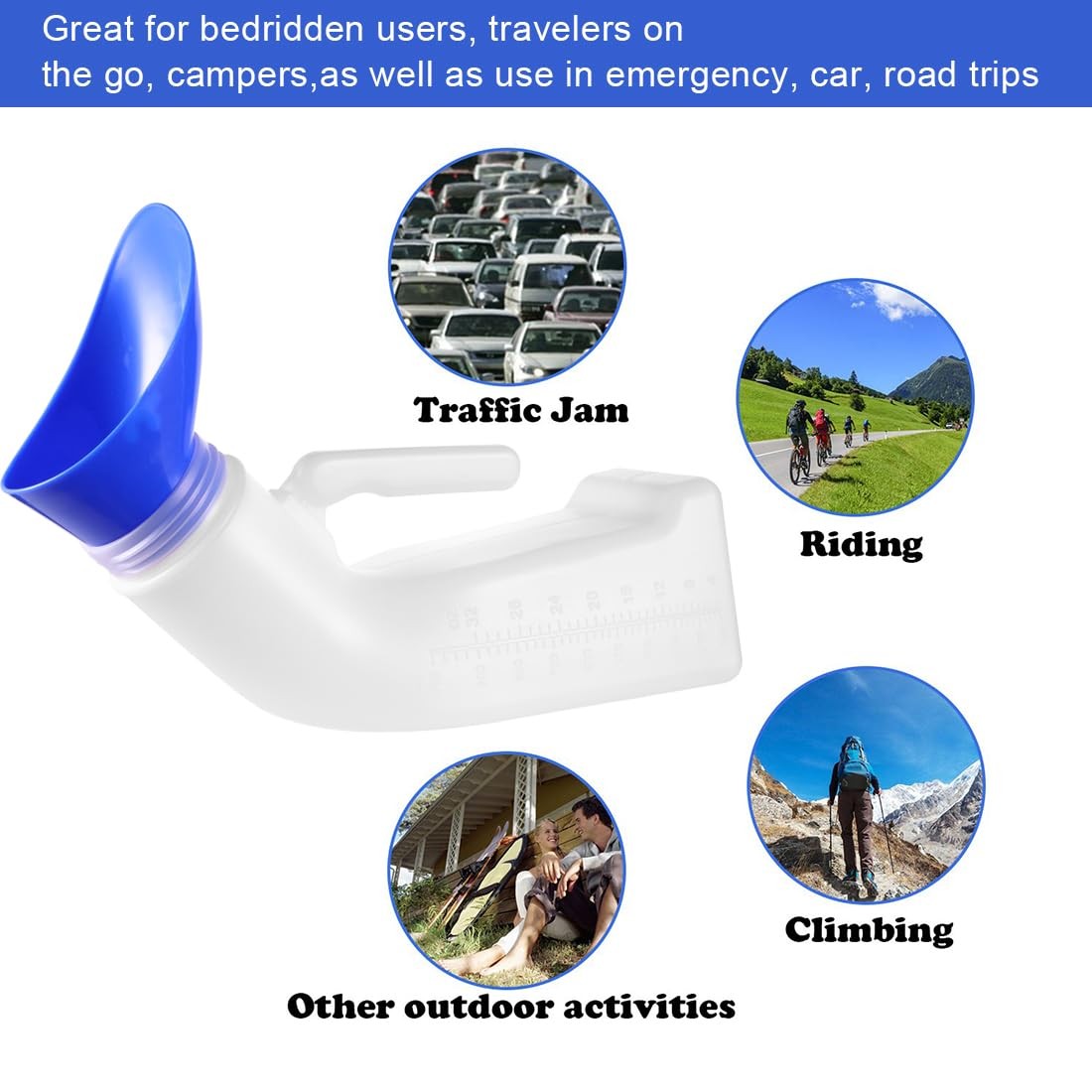Urinals for Men Women Unisex Urinal Bottle Spill Proof Portable Pee Blue