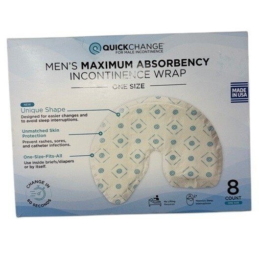 QuickChange Men’s Maximum Absorbency Incontinence Wraps One Size 8 Count New