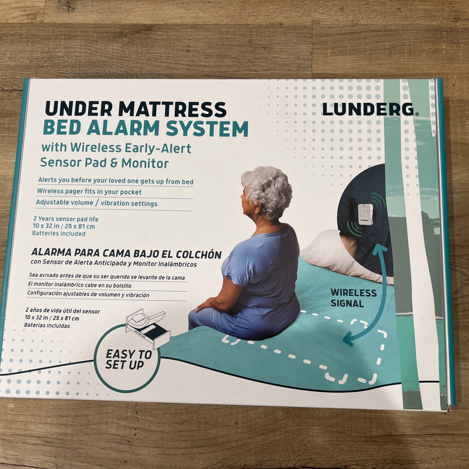 Lunderg Under Mattress Early-Alert Bed Alarm +Chair Alarm For Elderly Adults