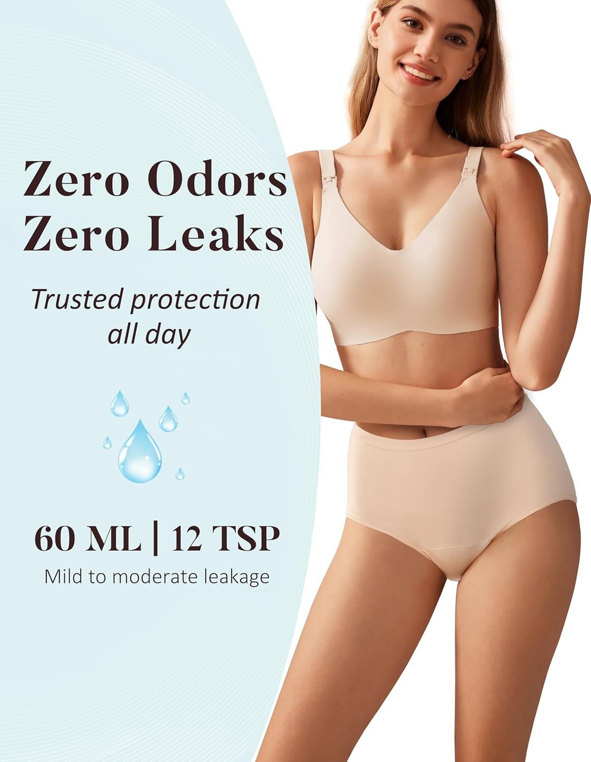 2 AIRCUTE Washable Absorbency Urinary Incontinence Underwear Women Size Large