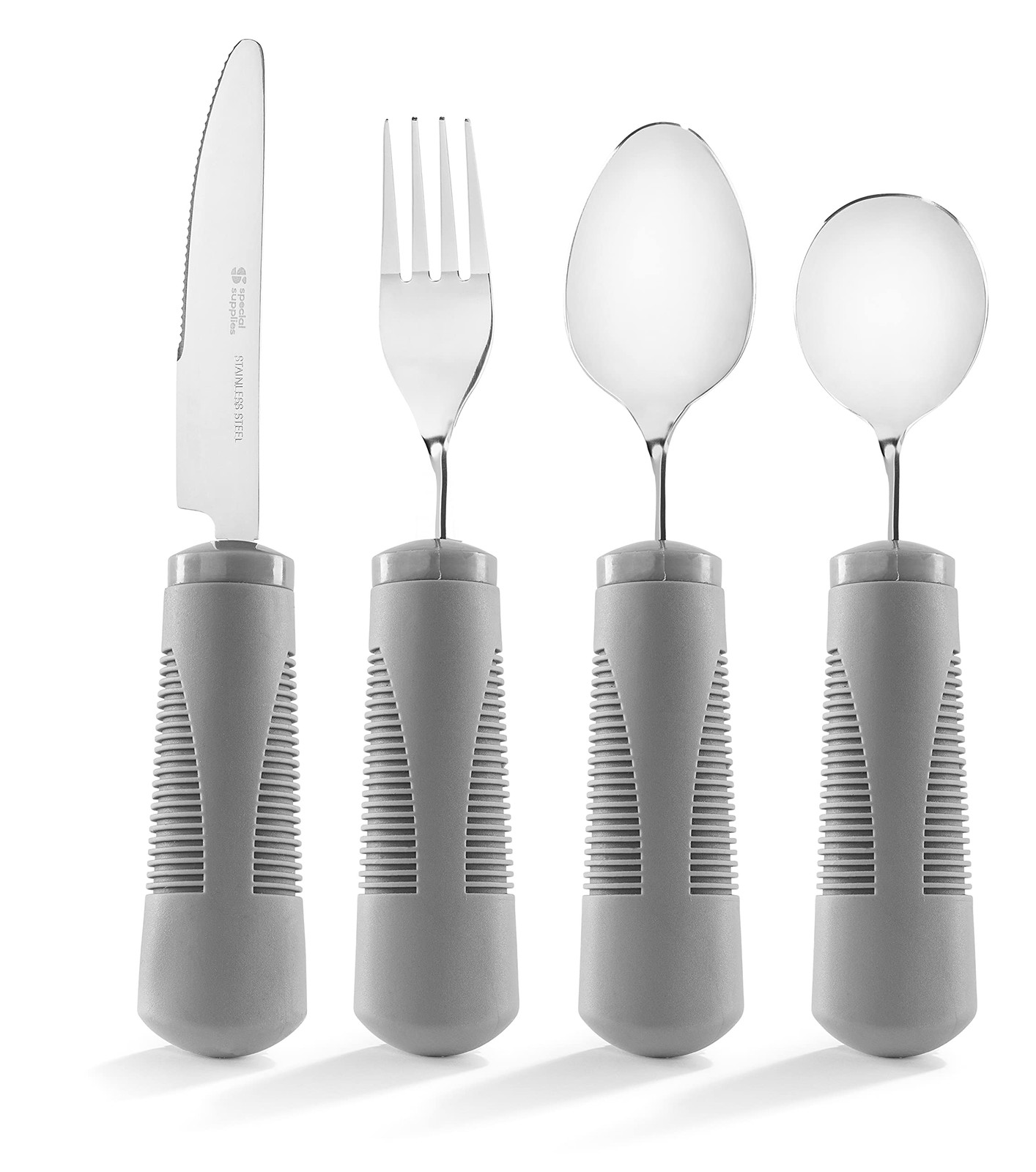 Adaptive Utensils (4-Piece Kitchen Set) Weighted, Non-Slip Handles for Hand T…