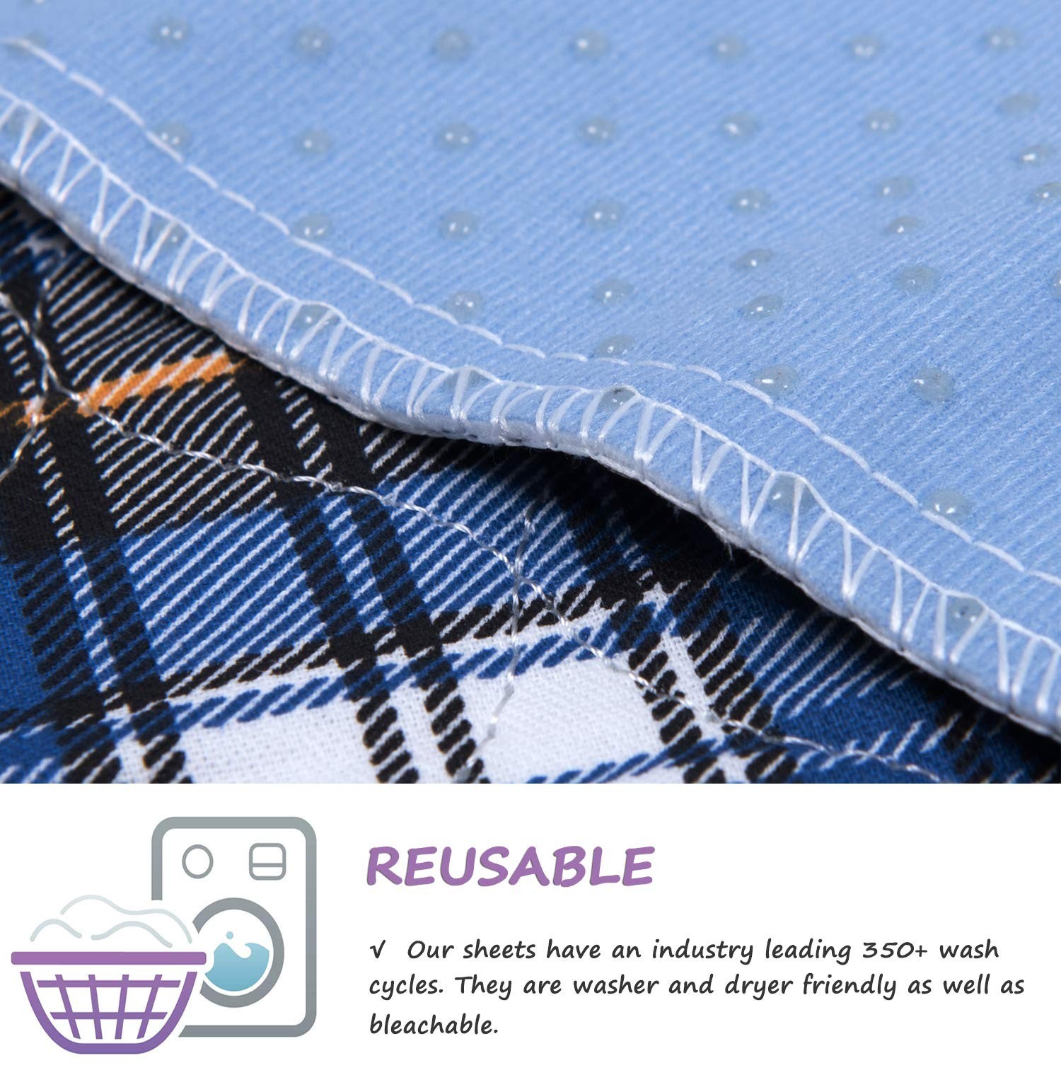 Washable Non-Slip Incontinence Bed Pads 36″x34″ – Waterproof, 2 Pack for Adults