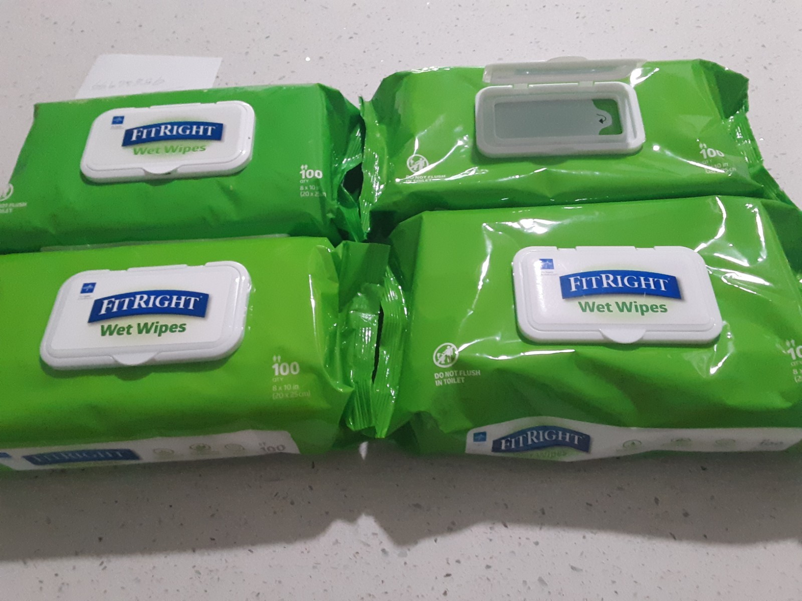 FitRight Personal Cleansing Wet Wipes Fragrance Free 8X10 in. 4 Packs OF 100