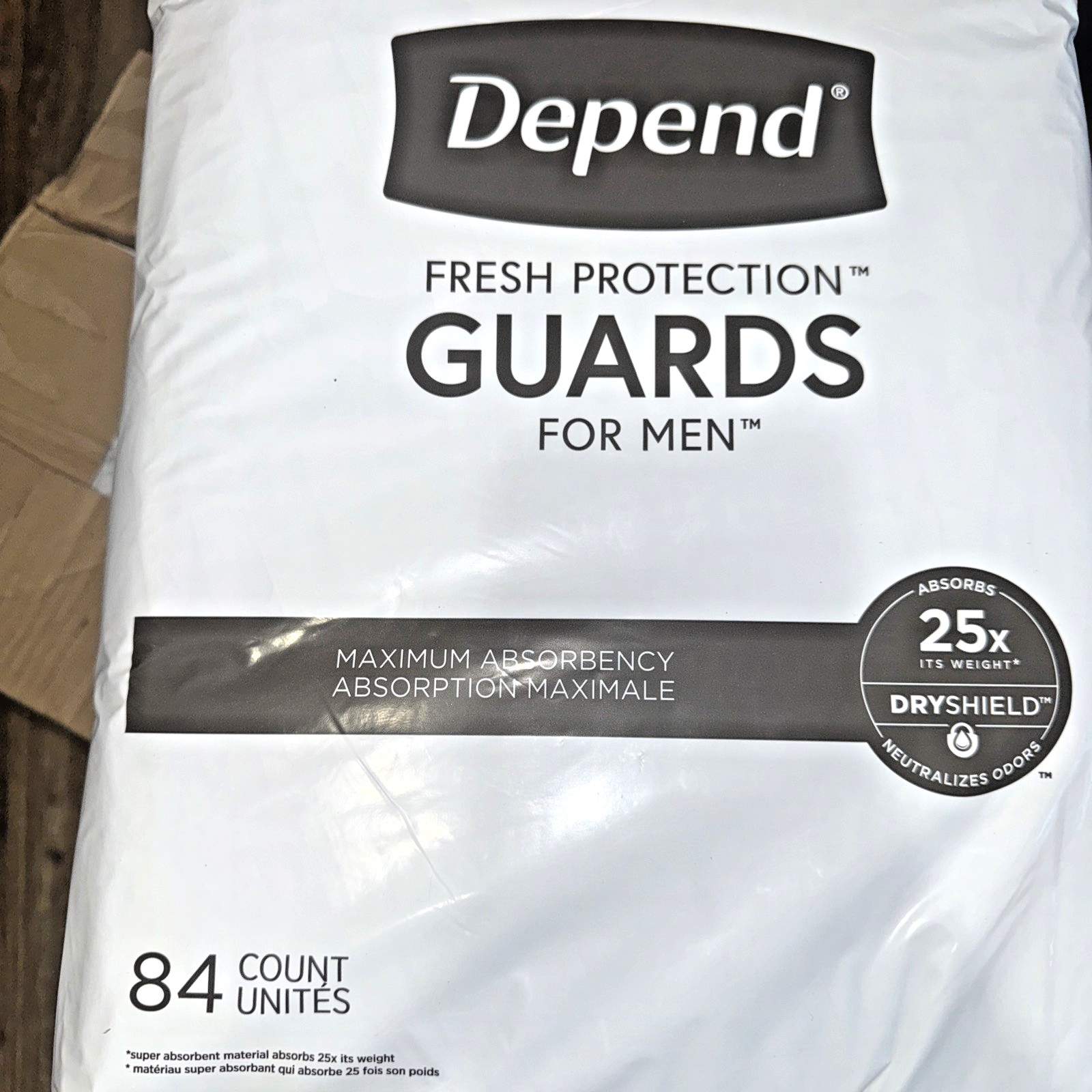 Depend Guards for Men Maximum Absorbency 168 Count Incontinence Pads Fresh Prote