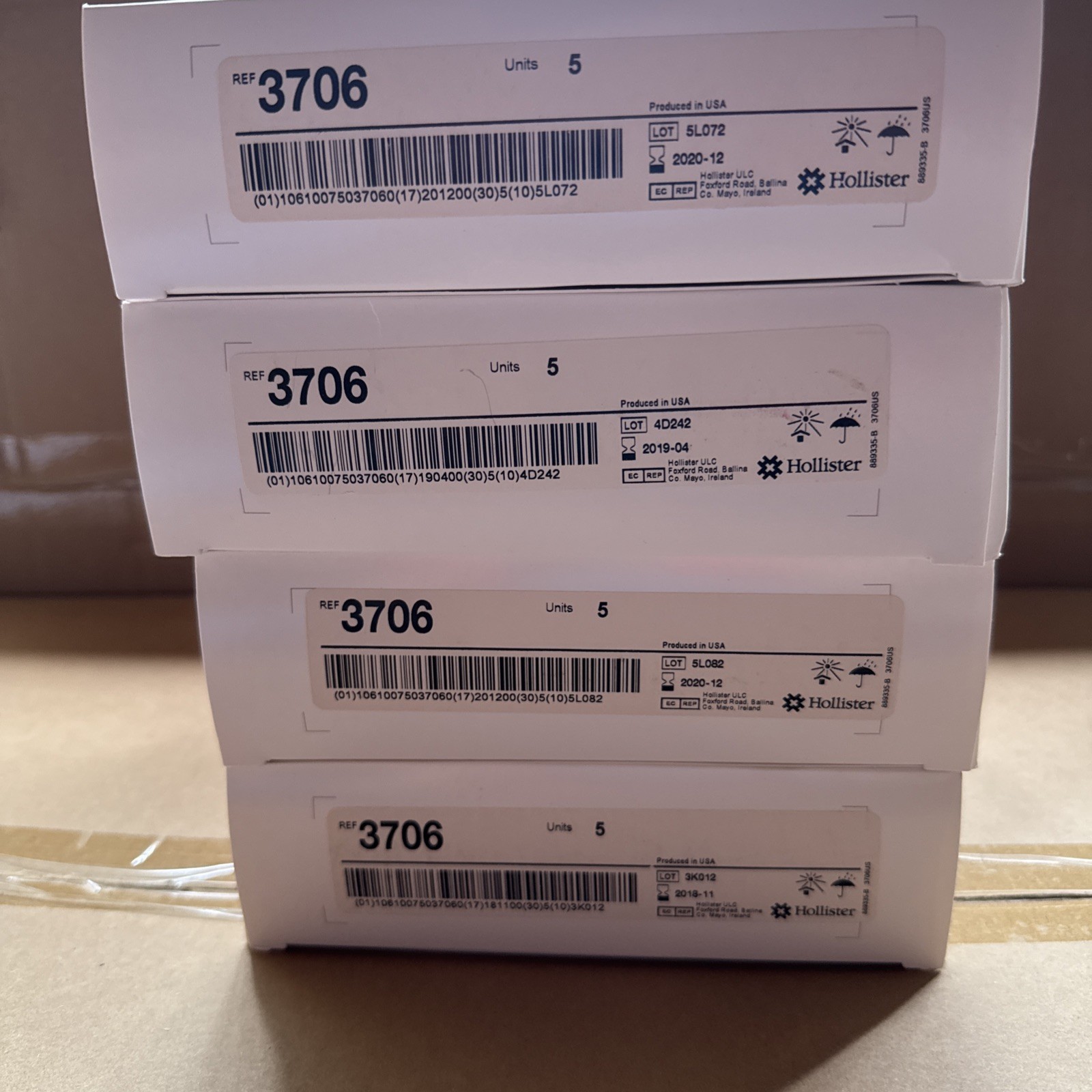 HOLLISTER 3706 CenterPointLock 5 Count Box Lot Of 4 Box Expired 2019
