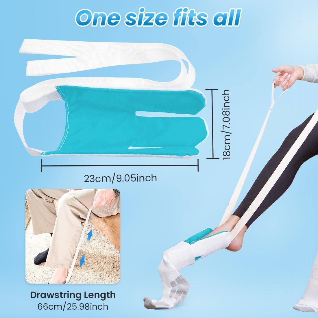 Effortless Sock Helper Tool – Perfect for Seniors, Pregnant & Disabled – Blue