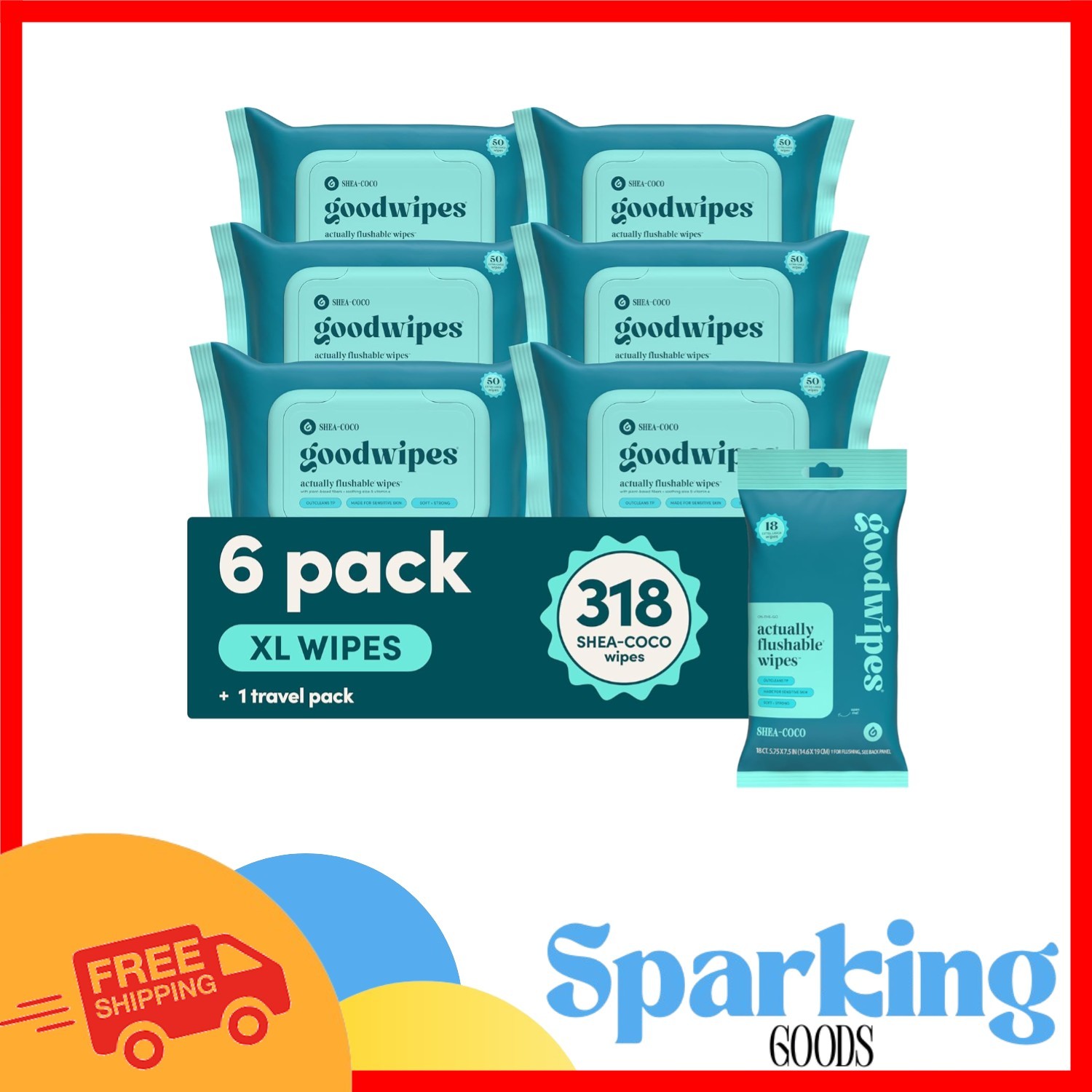 Flushable Wipes Infused with Aloe & Vitamin E – Travel-Friendly 6 Pack
