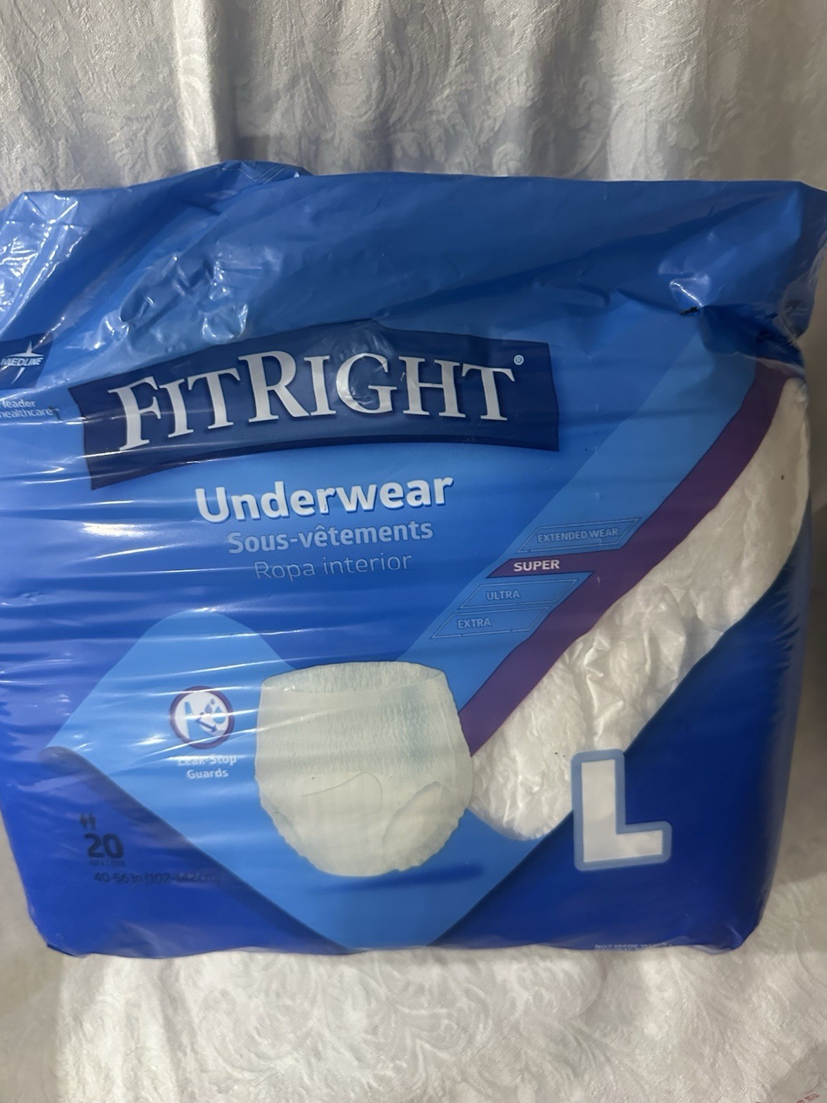 FitRight Extra Incontinence Adult Diaper Brief Ultra Heavy Absorbency Large 20CT