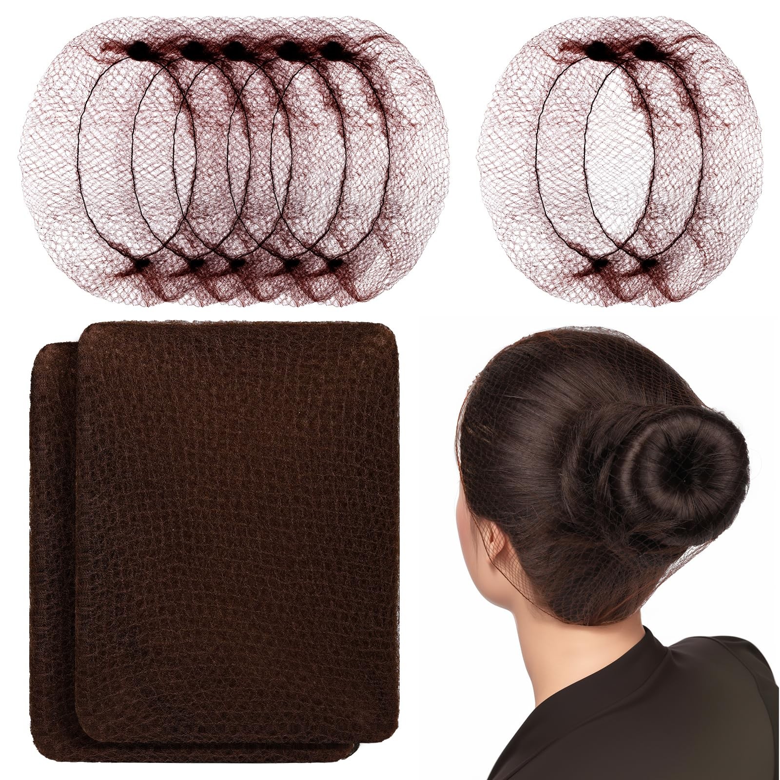 Brown Hair Nets, 60 pcs Hair Nets for Food Service Workers, Invisible Nylon H…