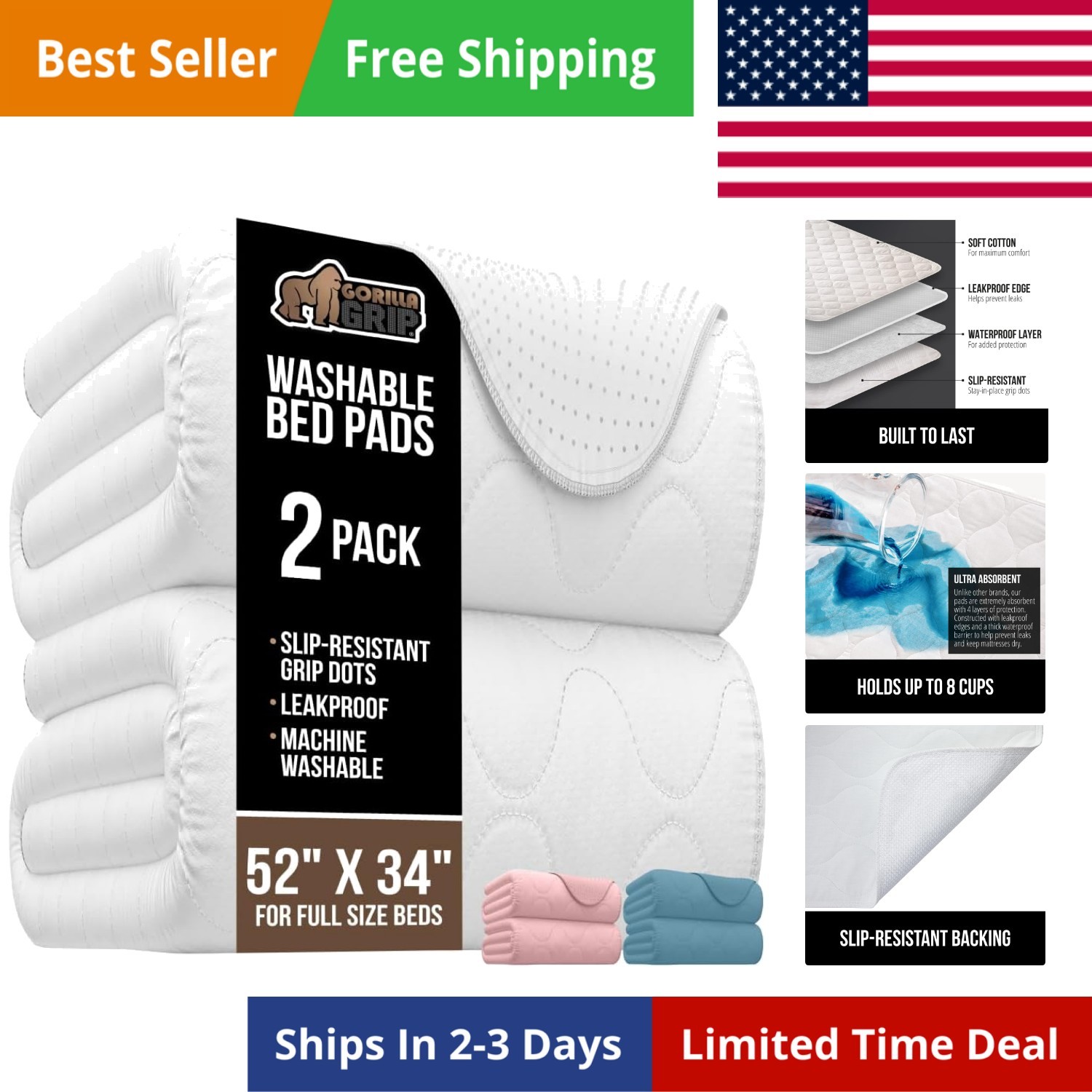 Washable Underpads, Waterproof Reusable Heavy Absorbency Incontinence Bed Pad…