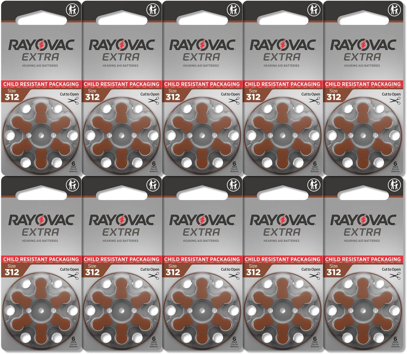 Rayovac Extra Hearing Aid 312 Size batteries Zinc air 30 – 240 cells- Exp-2028