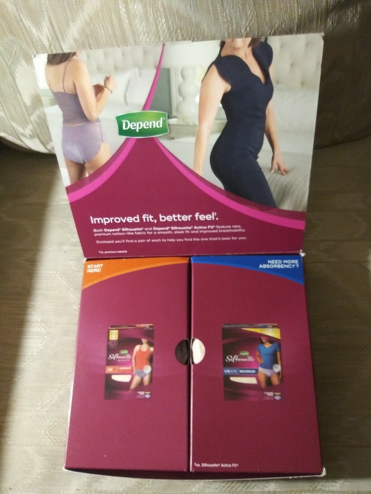 Depend Silhouette S/M 2 Pack Sample Active Fit & Maximum Absorbency Pull Ups…