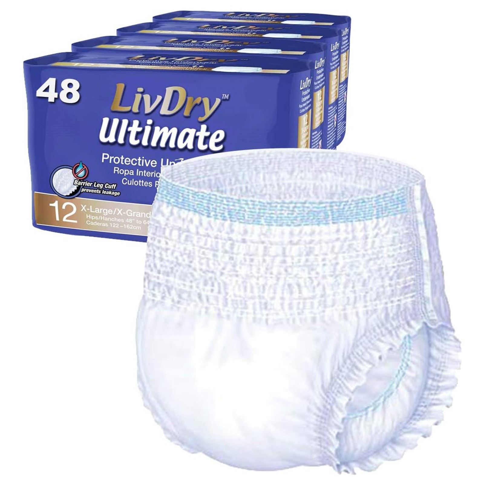 LivDry Adult Incontinence Underwear, High Absorbency, XL, 48 Count – FAST SHIP