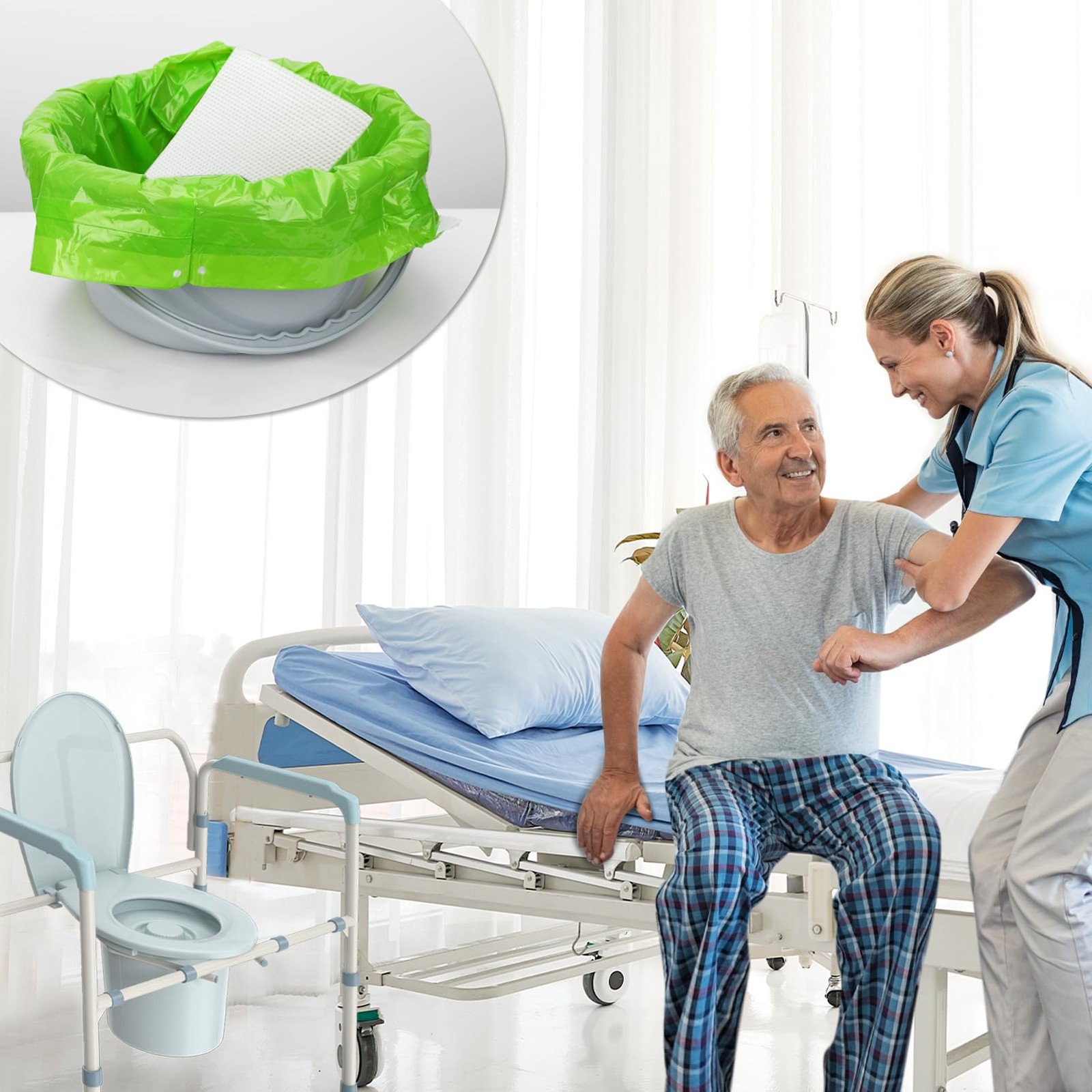 Commode Absorbent Pads, 90 Disposable, 9.5×5 in, Holds Up to 1000ML – Easy
