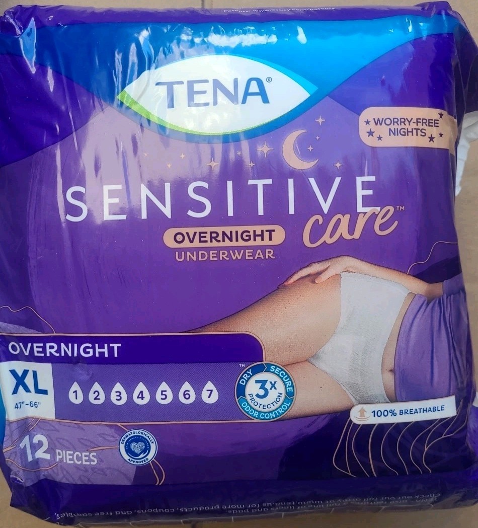 Tena Overnight Incontinence Women’s Underwear, XL Lot 2 – White (12 Count).