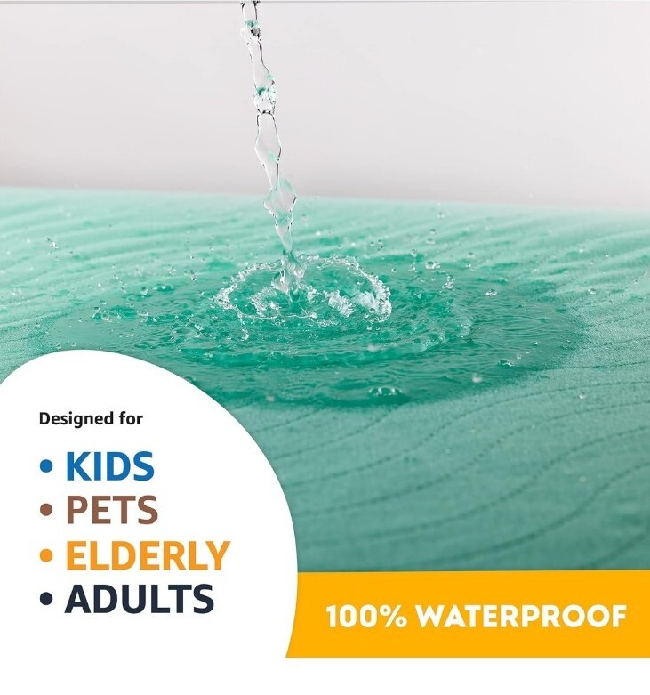 IMPROVIA® Washable Underpads, 34″ x 36″ (Pack of 4) – Heavy Absorbency Reusable