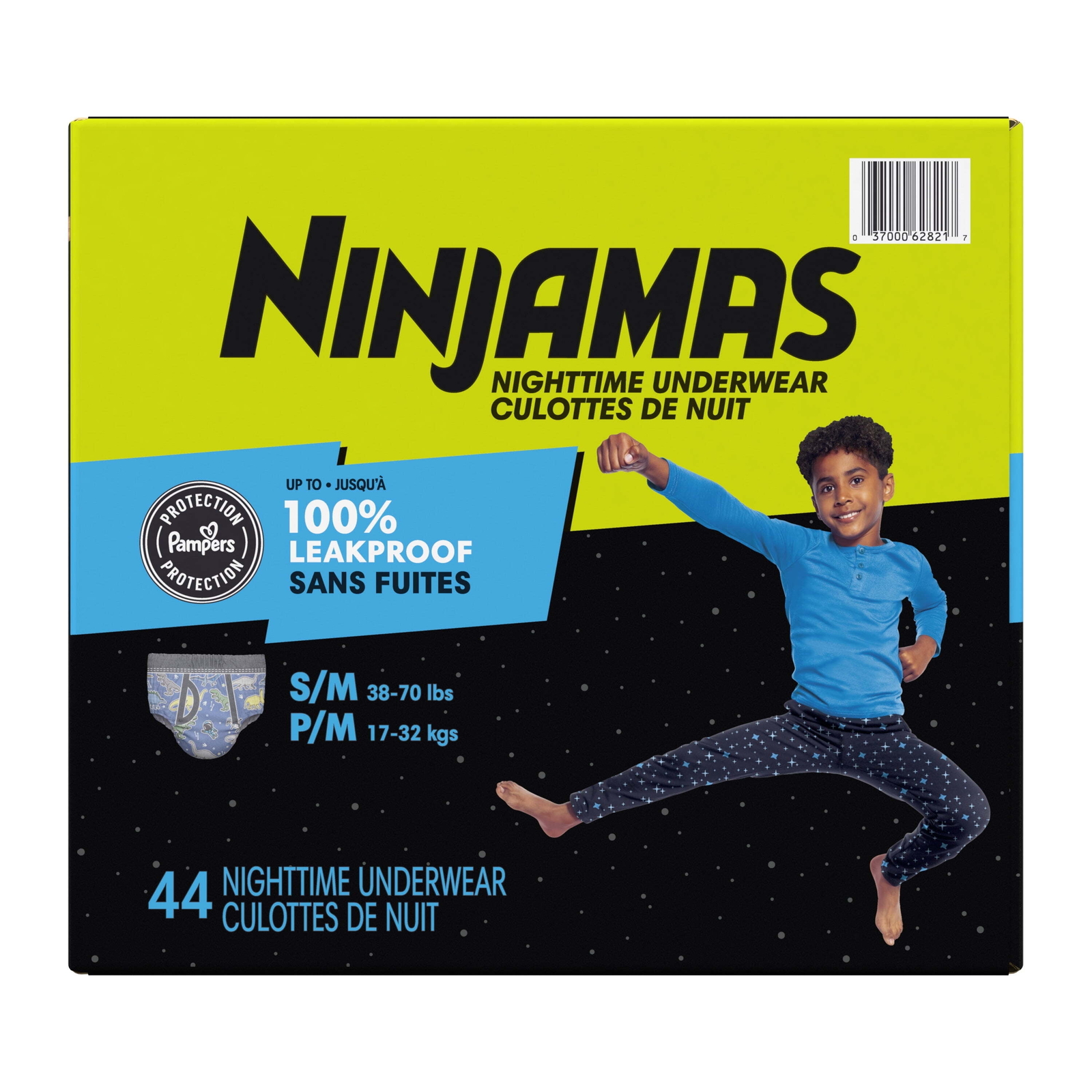 Boys Bedwetting Nighttime Underwear, Size S/M (37-90 lbs), 44 Count